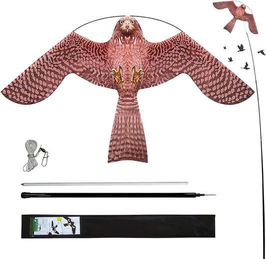 Bird Hawk Flying Kite with Pole Crops Farm Protector Bird Scarer Flying Kite with 6m Pole-Style A