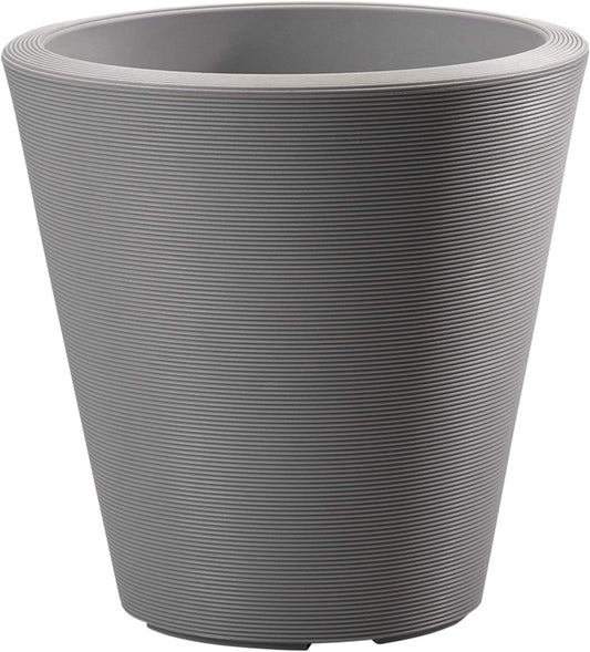 Crescent Garden Madison Planter– Weather-Resistant, Double Walled Indoor/Outdoor Plant Pot with Drain Hole – Large Plastic Plant Pot, 26" W (Slate)