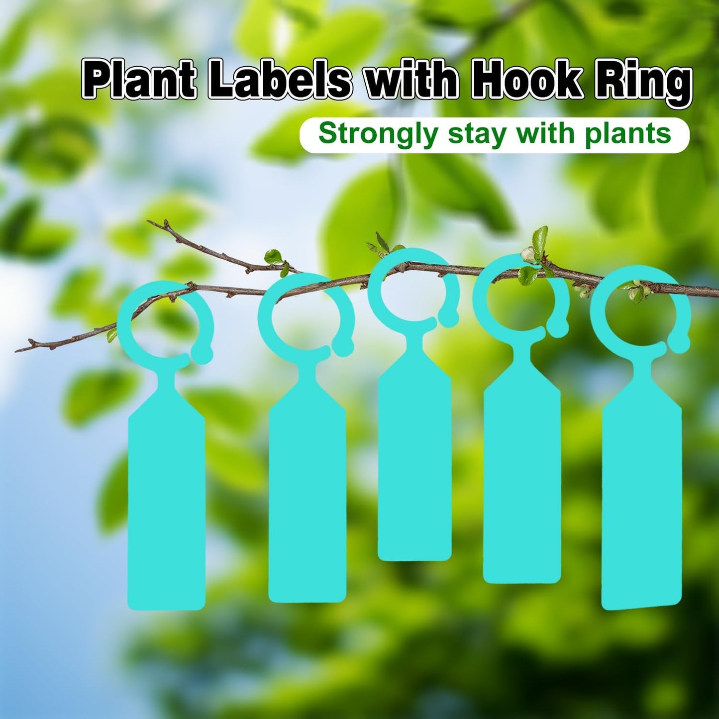 Plant Labels Yuanling 100Pcs Plastic Waterproof Plant Tree Tags Nursery Garden Markers for Indoor Outdoor Gardening Plants Vegetables Flowers Potted (Teal Color with 1 Marker Pen)