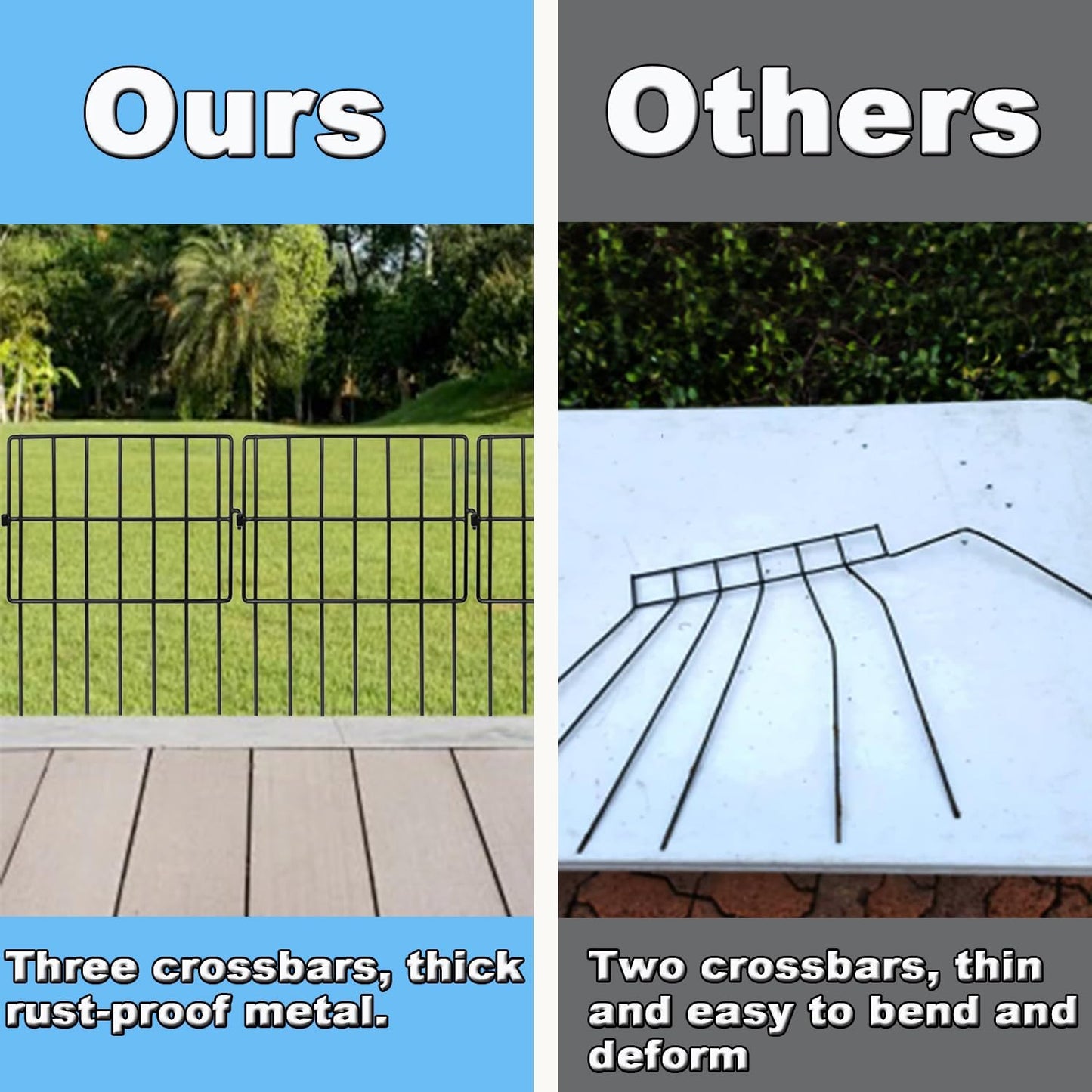 Decorative Garden Fence 17in x10.8ft,10 Pack Rustproof Metal No Dig Fence Animal Barrier for Dog and Rabbits,Square Flower Bed Edging Ornamental Wire Border Panel Fencing,Yard Patio Defense(Square)