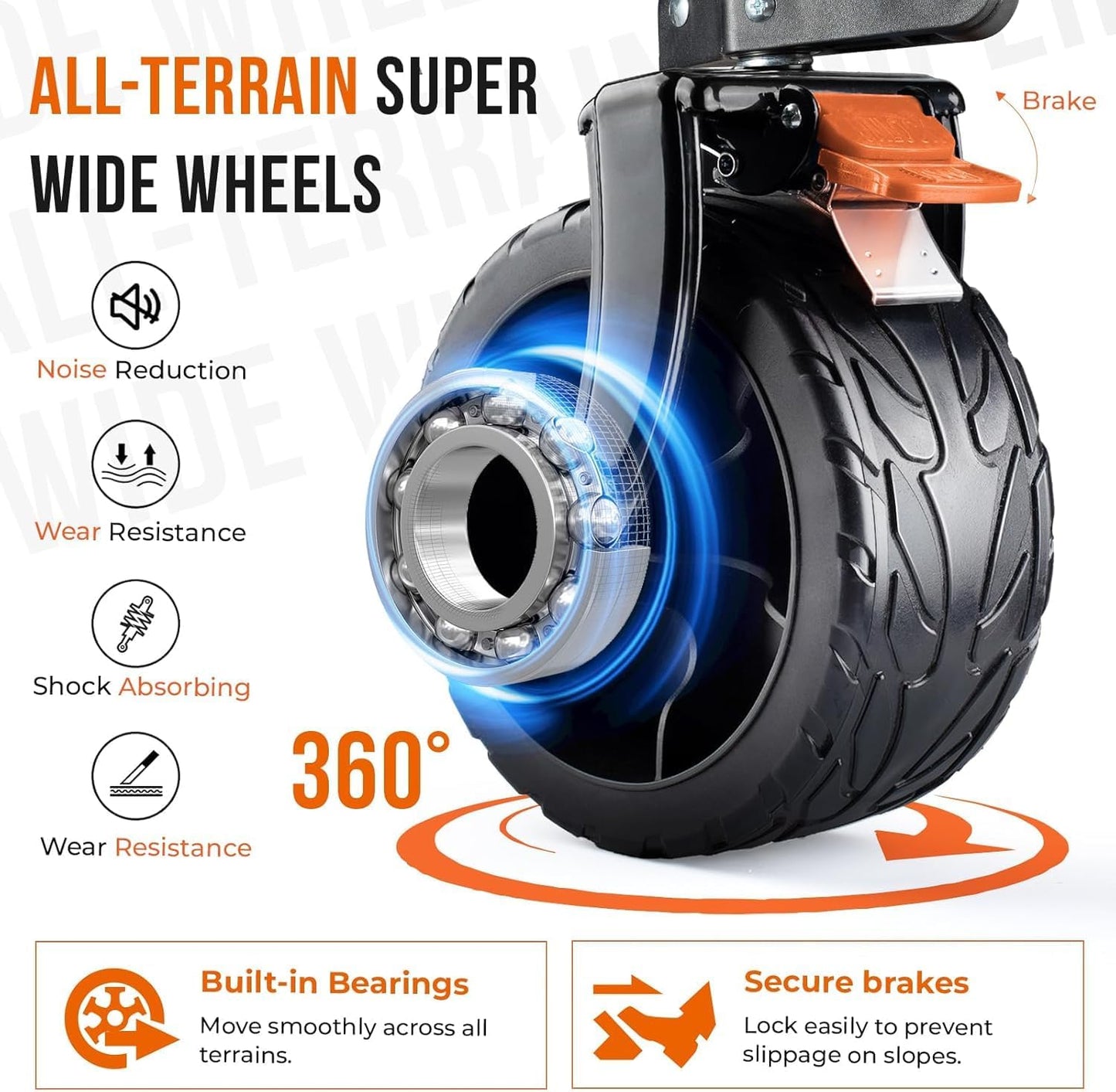 Overmont 45'' Collapsible Foldable Extended Wagon Cart - 300L Heavy Duty 440lbs Large Capacity Folding Utility Wagon with All-Terrain Wide Wheels for Camping Sports Grocery Picnic