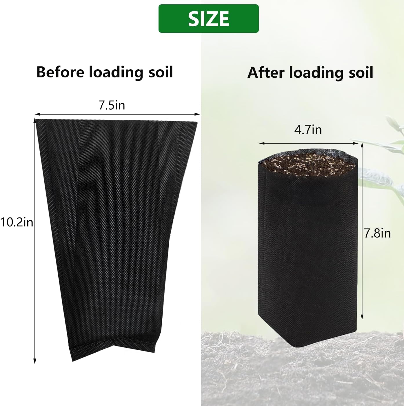 Belit 50 Pcs 10.2" H Deep Nursery Grow Bags, Non-Woven Plants Pots Container for Starting Rooted Plants Vegetable, Flower, Seedling Tree, Black