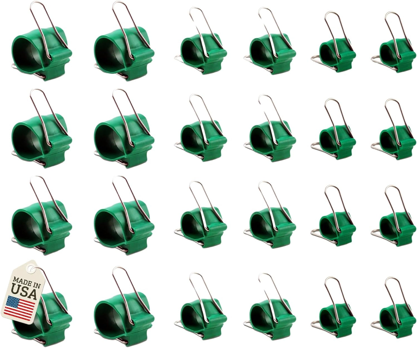 Cable Management Clips: Versatile Reusable Cord Holders for Christmas Lights, Holiday Decor, and Outdoor String Lights - 24 Green Pack (8 Small, 8 Medium, 8 Large)