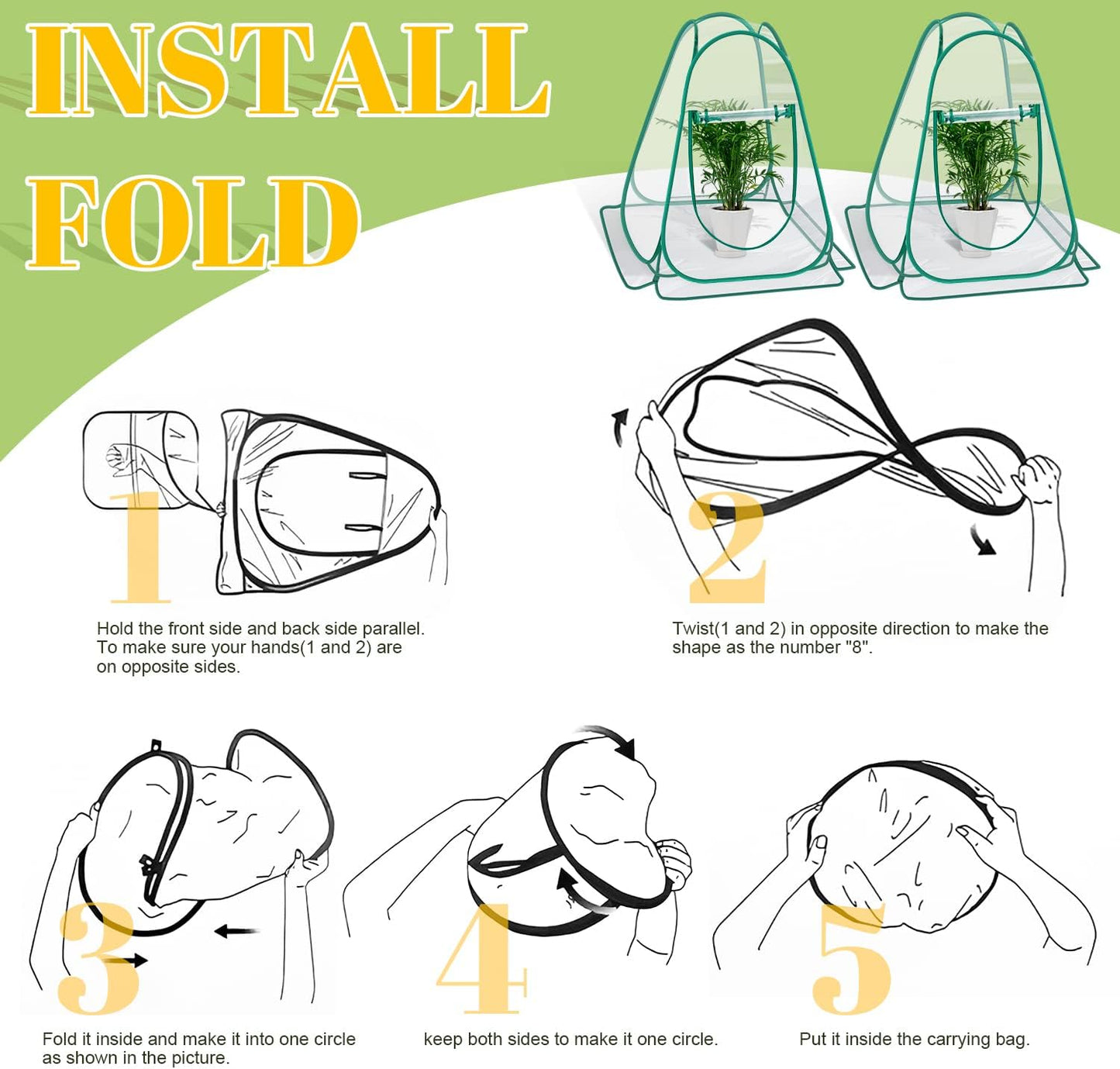 Pop Up Greenhouse Cover, Mini Greenhouse PVC Gardening Plant 3-Pack, Portable Small Green House for Indoor Outdoor, Sunshine Room Backyard Flow