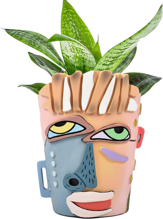 Abstract Face Planters Pots Head,Unique Head Planter for Indoor Plants,Funny Face Flower Pot,Colorful Plant Pots for Outdoor Garden Decor and Home Art Decoration(Modern)