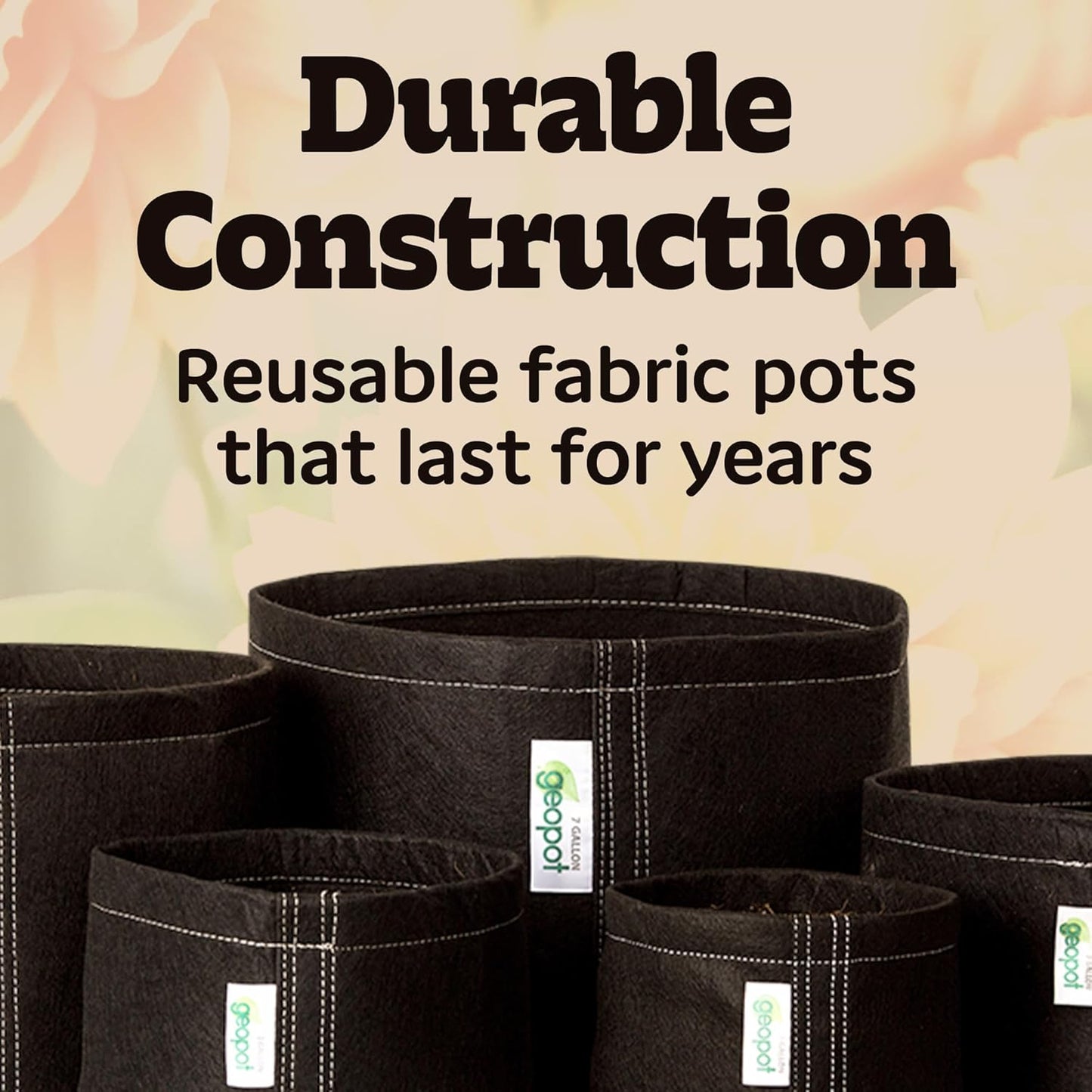 5 Gallon Fabric Grow Bags for Vegetables, Houseplants, Herbs & Flowers | 10-Pack | Fabric Pots for Outdoors and Indoors, Aerated Fabric Grow Bags