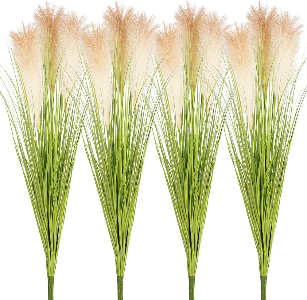 Melorca&Guilla Artificial Plants 4PCS 33.5“Fake Plant Tall Onion Fake Grass,Faux Grass Plants Artificial Greenery Shrubs Bushes for Garden Shop Office Home Décor