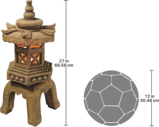 Design Toscano SS8577 Sacred Pagoda Lantern Asian Decor Garden Statue, Large, Gothic Stone