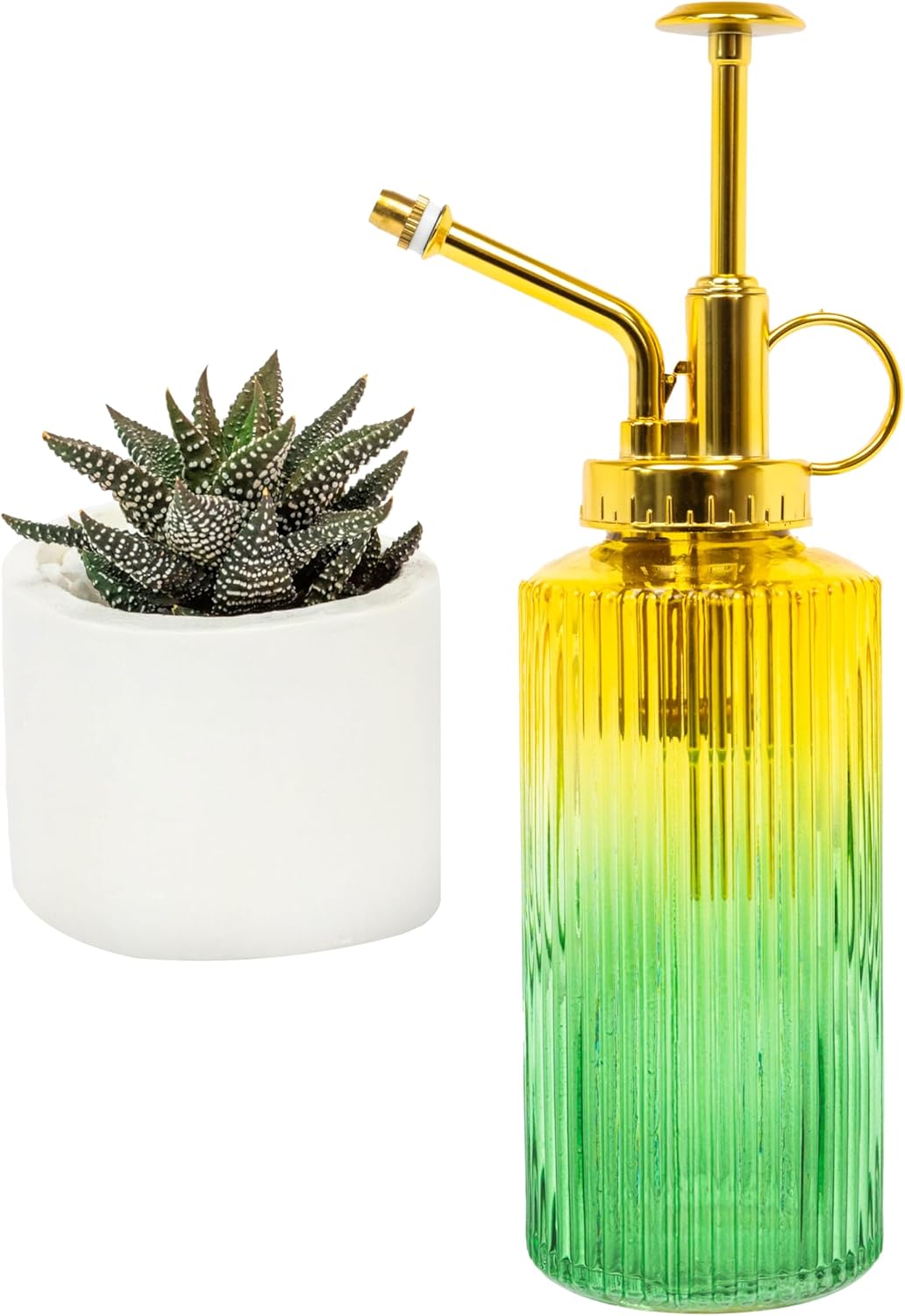 Useful Co. Yellow & Green Glass Plant Mister for inside, Mister for Plants, Plant Sprayer Mister, Decorative Plant Mister Spray Bottle with Adjustable Nozzle for indoor plants (230ml/ 7.8oz)