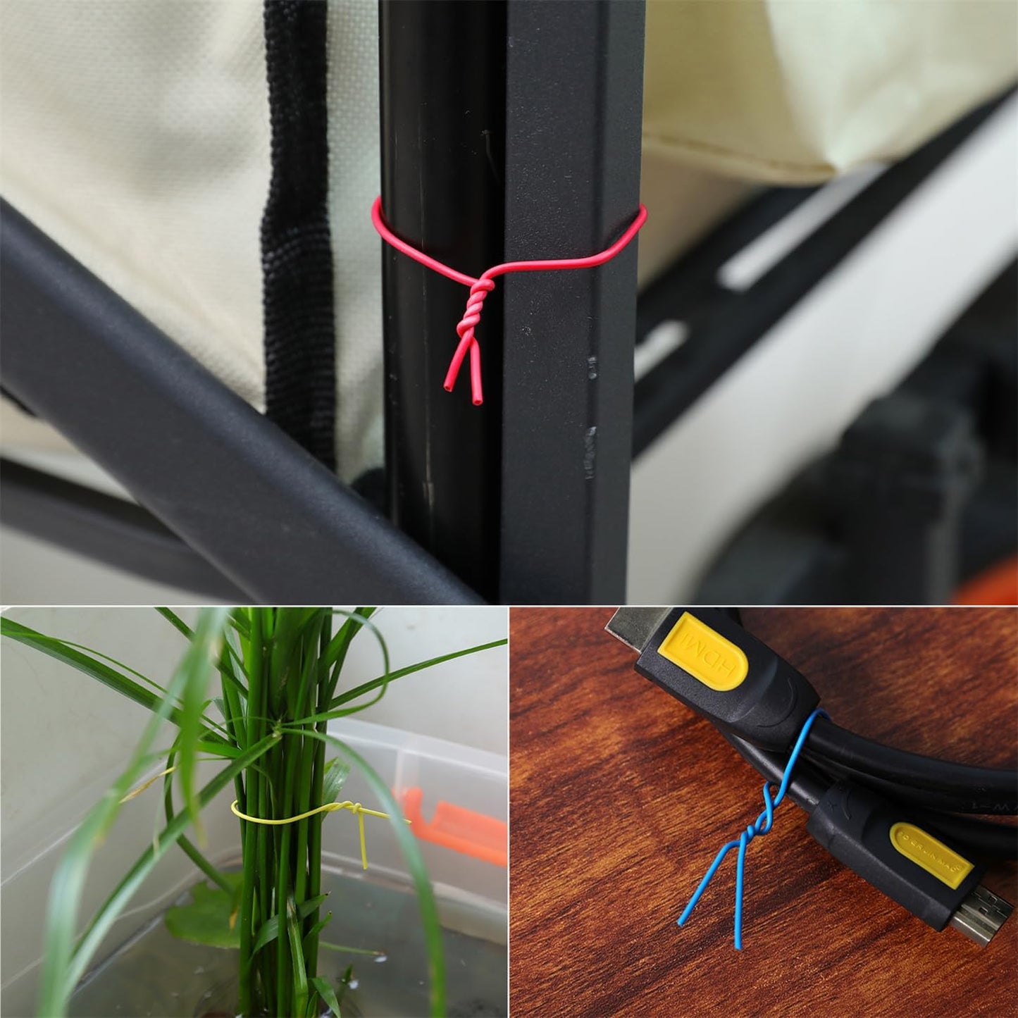 200 Pcs 6 inch Garden Twist Tie, Round Plastic Twist Ties for Plants, Vines and Wrapping Cords or Christmas Tree Gardening Plants Growth and Care, Office Home Cable Organization (White)