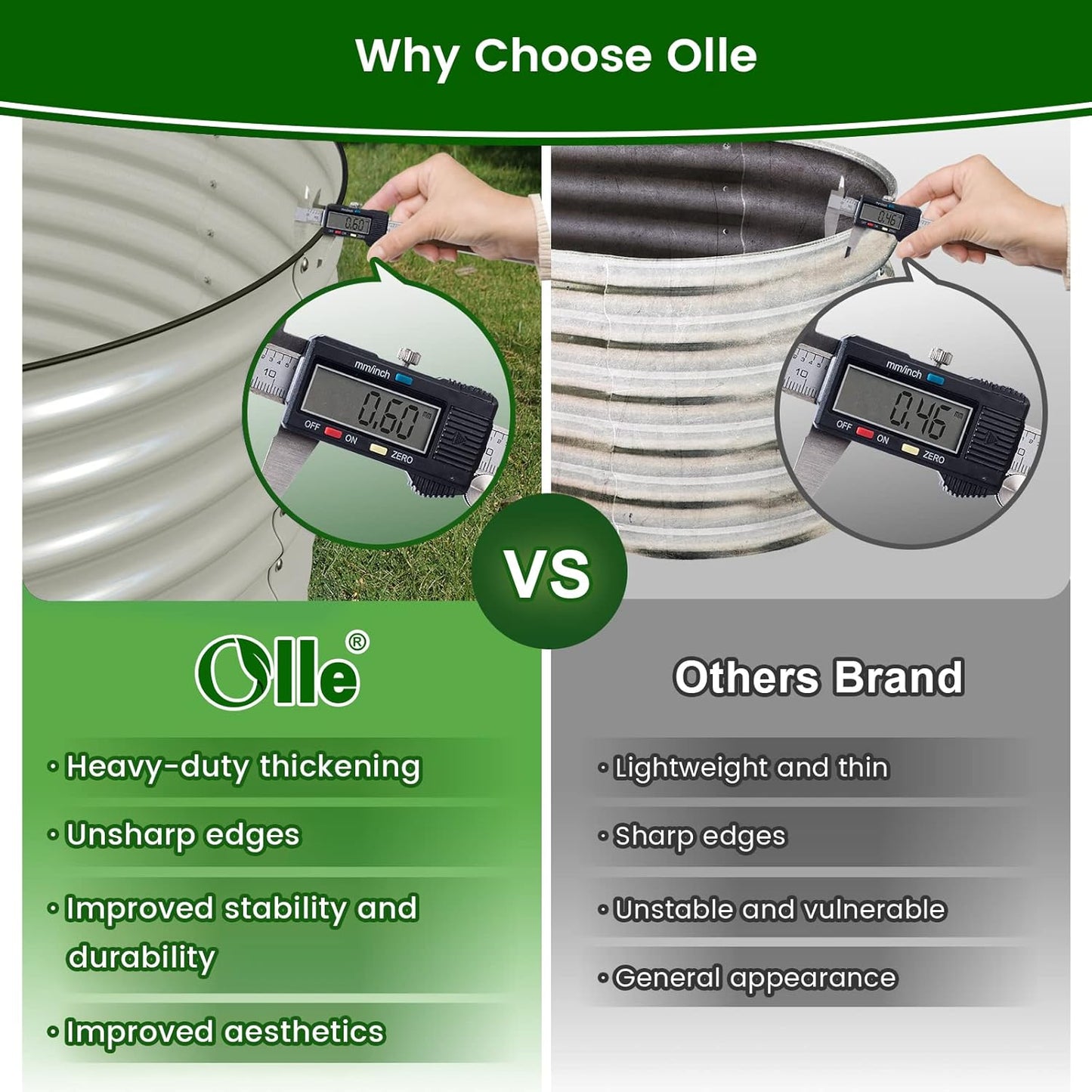 Olle 32" Tall, Raised Beds for Gardening Galvanized Raised Garden Beds Round Garden Bed Metal Flower Bed Outdoor, Backyard Garden Planter Box, Ivory