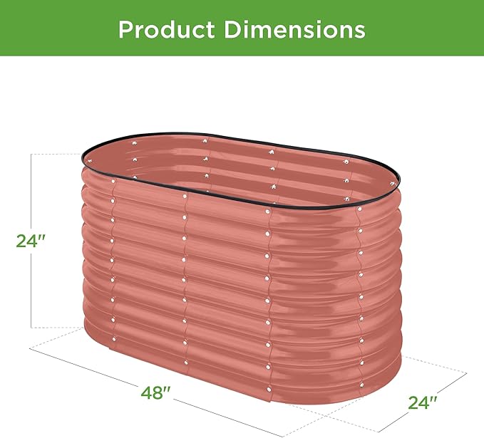 Best Choice Products 4x2x2ft Outdoor Metal Raised Garden Bed, Oval Deep Root Planter Box for Vegetables, Flowers, Herbs, and Succulents w/ 101 Gallon Capacity, Rubber Edge Guard - Terracotta