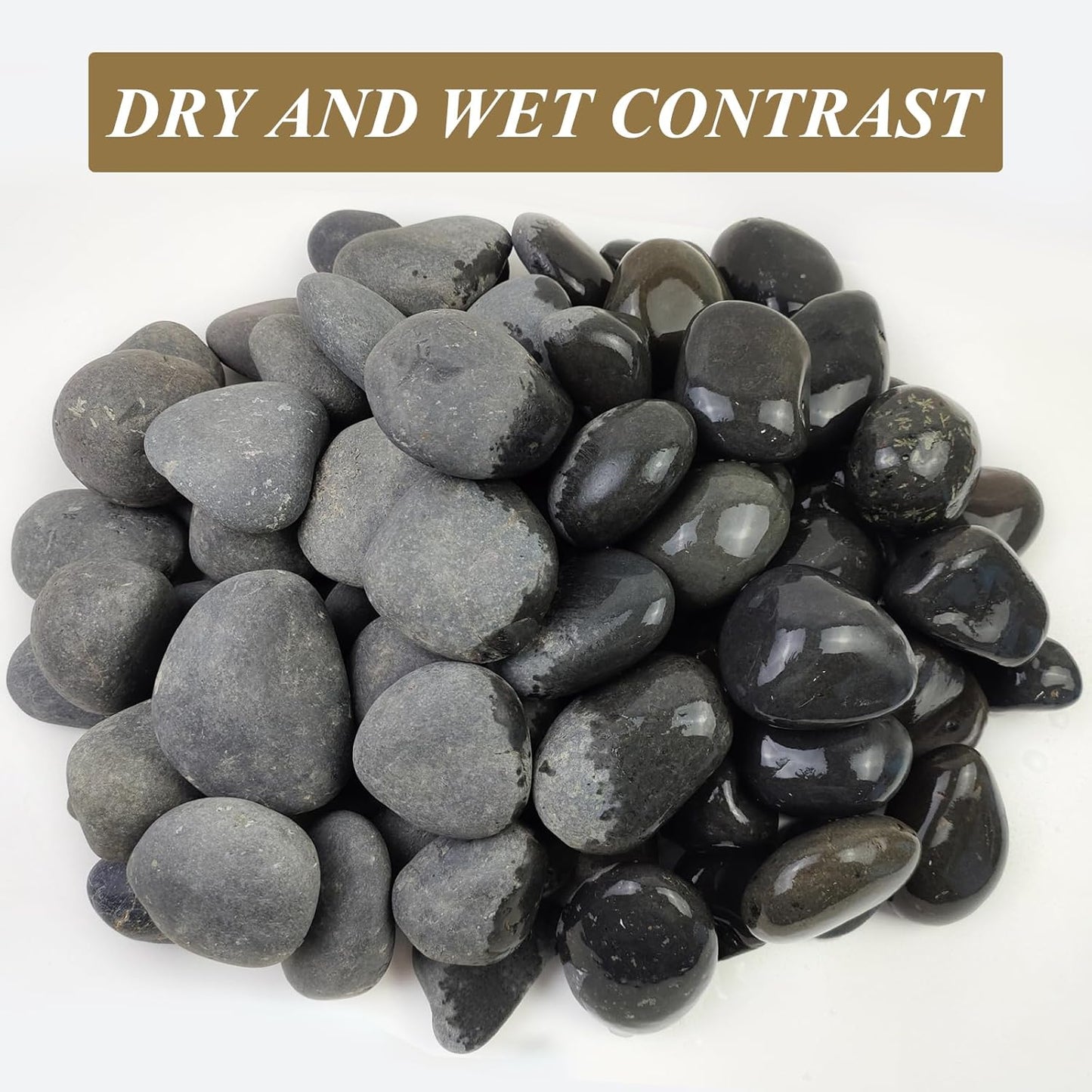40 lbs Bulk Black River Rocks for Landscaping, 3-4 Inch Mexican Beach Pebbles, Decorative Black Stones for Planters Garden Fish Tank Walkways and Outdoor Decorative Stones