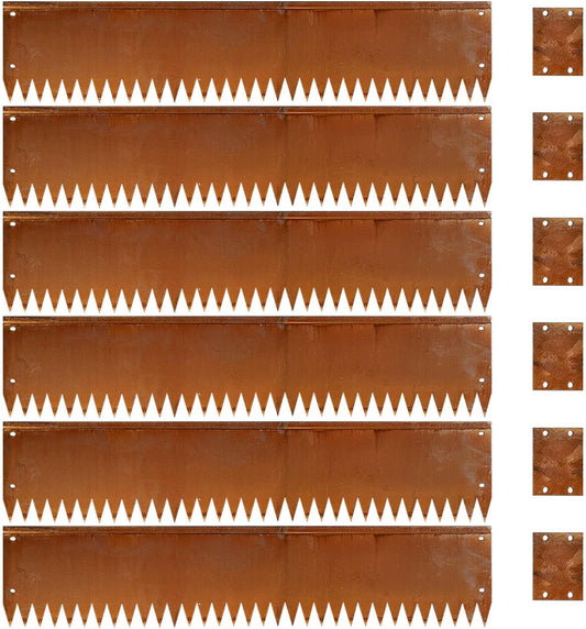 Cor Ten Steel Garden Metal Landscape Edging 40 inch with Top Bending Protection Pre-Rusted Cor Ten Steel Garden Edging 6 Pack Edge for Lawn Yard (10 inch-180 Degree Bend, Rusted)