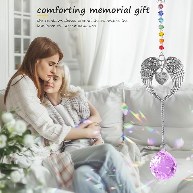 Memorial Gifts for Loss of Loved One Unique Sympathy Gifts Rainbow Sun Catcher Indoor Window Hanging Crystal Prism Grief Bereavement Gifts Ideas for Who Loss of Mom Dad (Violet)