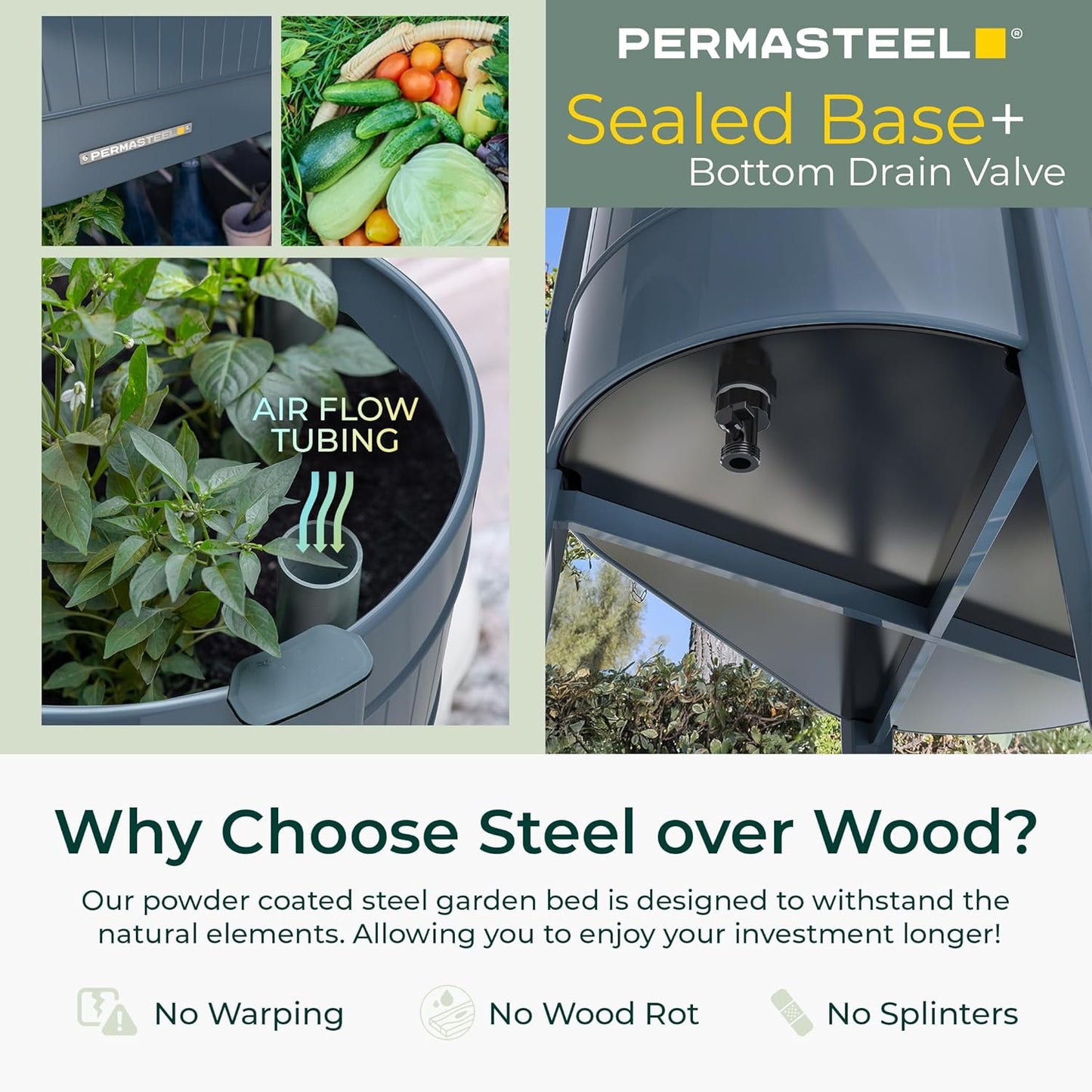 Permasteel Raised Garden Bed with Legs, 40×20×37 in, Planter Box with EnGrow™ TrueSoil™ Technology for Vegetables, Flowers, Herbs, and Fruit, Outdoor Indoor, Storage Shelf, Blue