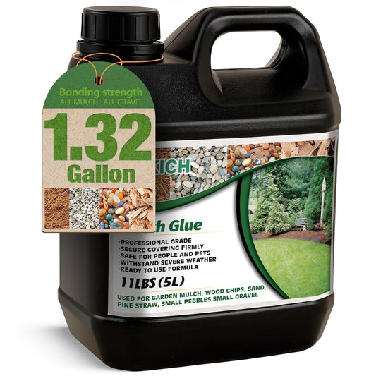 Mulch Glue for Landscaping, 1.32Gallon Rock Glue,No-Toxic Long-Lasting,Fast-Dry Strong Pebble Binder, Powerful Pea Gravel Binder for Garden, Pine Straw for Outdoor,Mulch Lock and Pea Gravel Stabilizer
