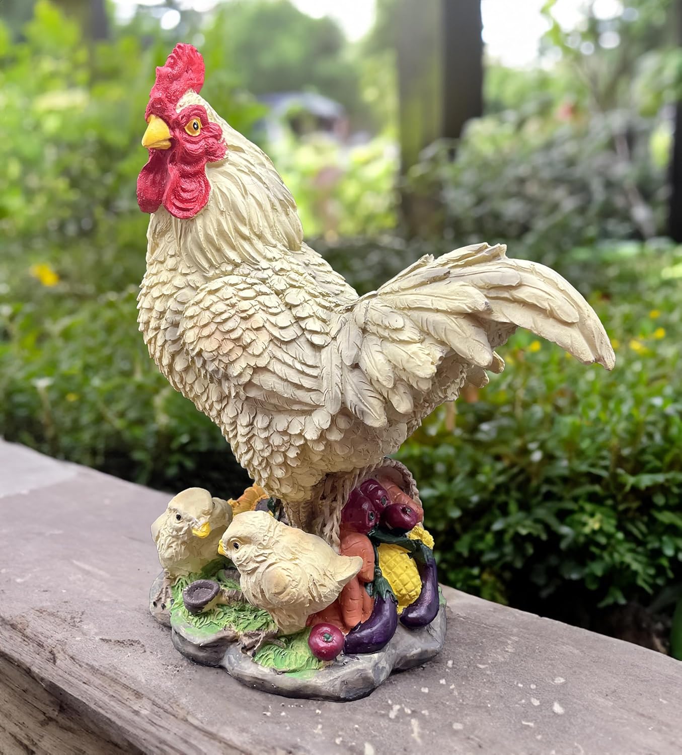 coolboy Outdoor Chicken Statue Garden Decoration,Cute Chicken Family Sculpture Art Interior Office Home Décor,Resin Animal Figurine Art Decoration for Garden Yard Lawn