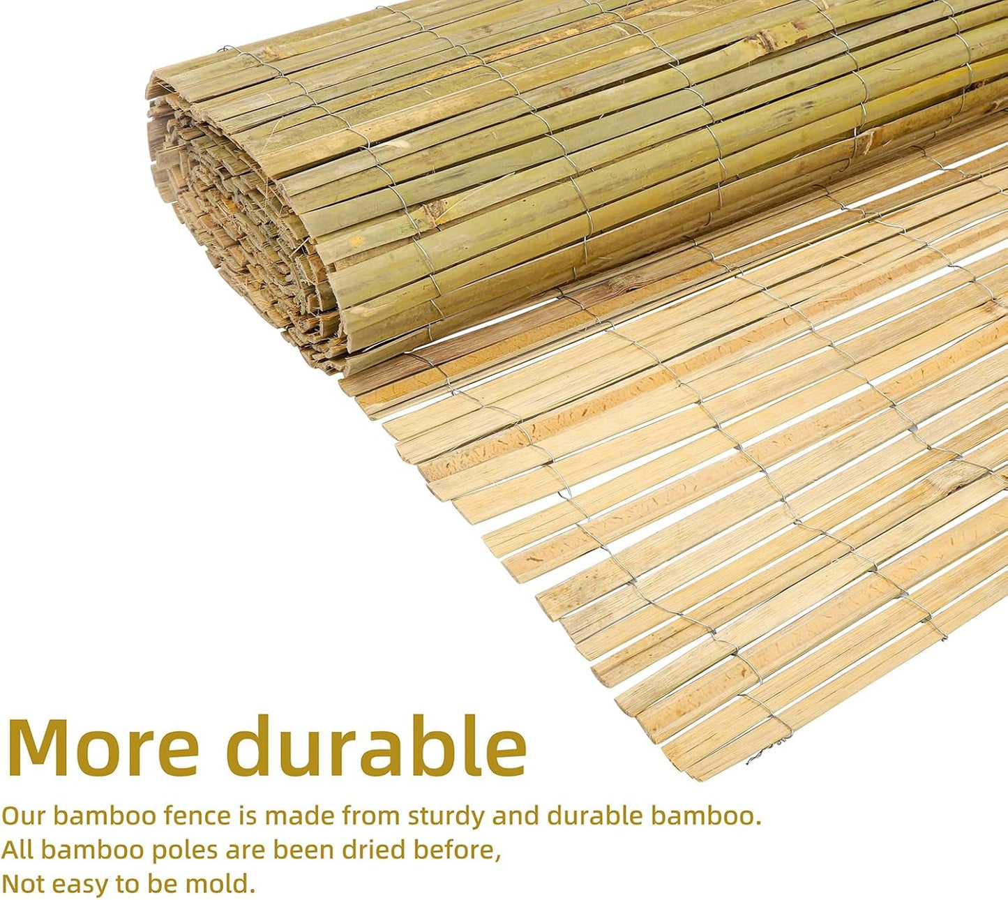 Natural Bamboo Slat Screening,6.5FT x 13FT Bamboo Fence Panel for Garden Privacy Fence Screen for Indoor or Outdoor(2mx4m Approx)