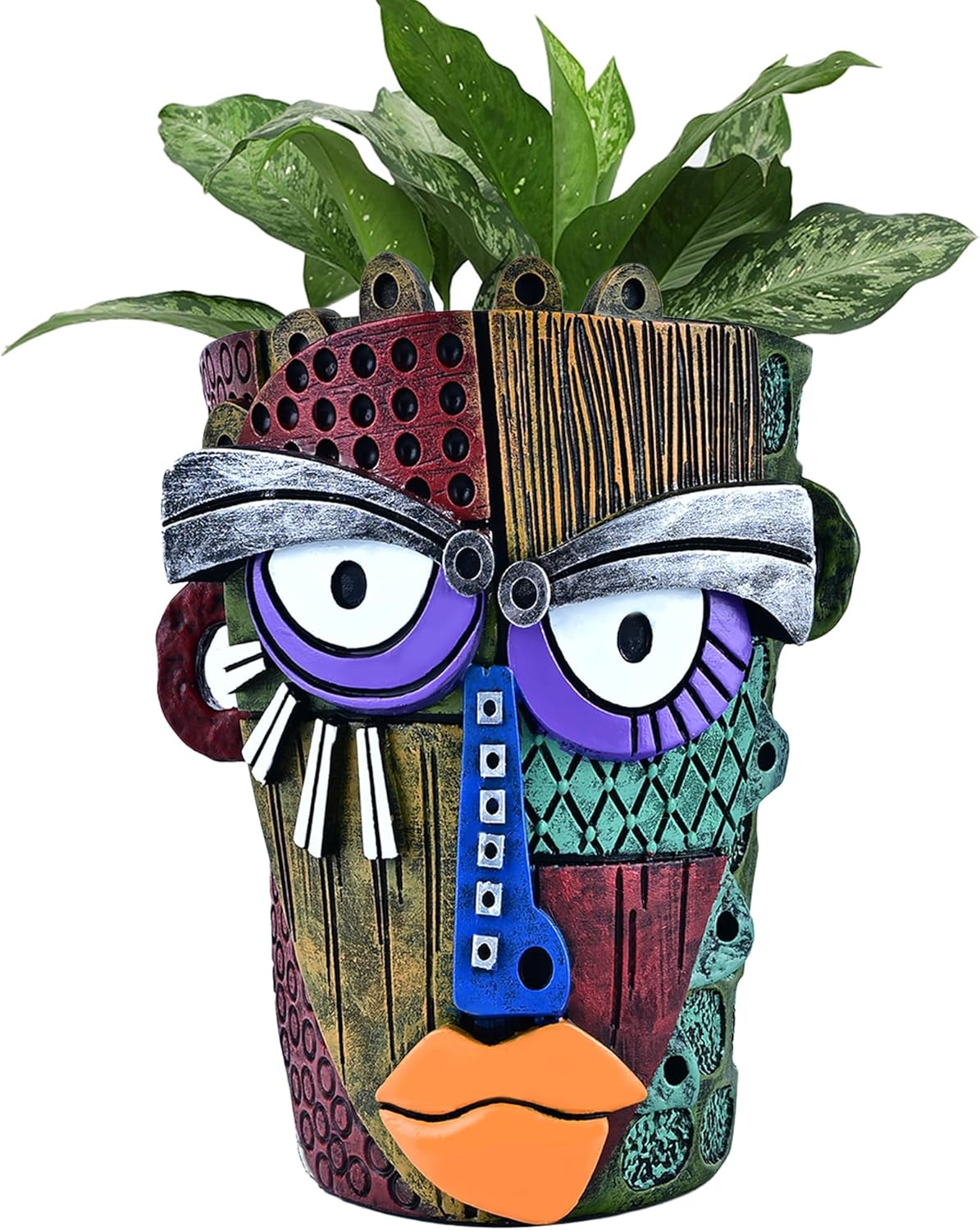 Bohemian Face Planter Pots for Plants,Hand-Painted Colorful Flower Pots with Drainage, Indoor Outdoor Garden Decor Gift(Classic,Small)