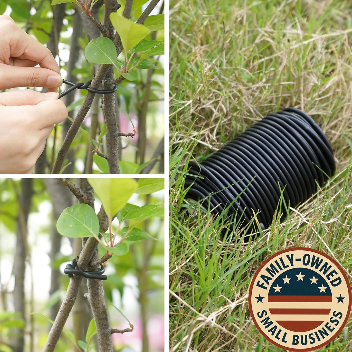 Decoroca Soft Plant Ties for Support - 65.6' Reusable Waterproof Plant Wire, Garden Twist, Office Organization and Decoration Binding（2pcs/Black）