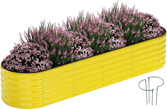 Galvanized Metal Planter Raised Garden Bed Kit for Gardening Outdoor，8x2x1ft Planter Grow Garden Box Raised Flower Bed，Long Vegetable Clearance Herb Raised Garden Beds for Gardening