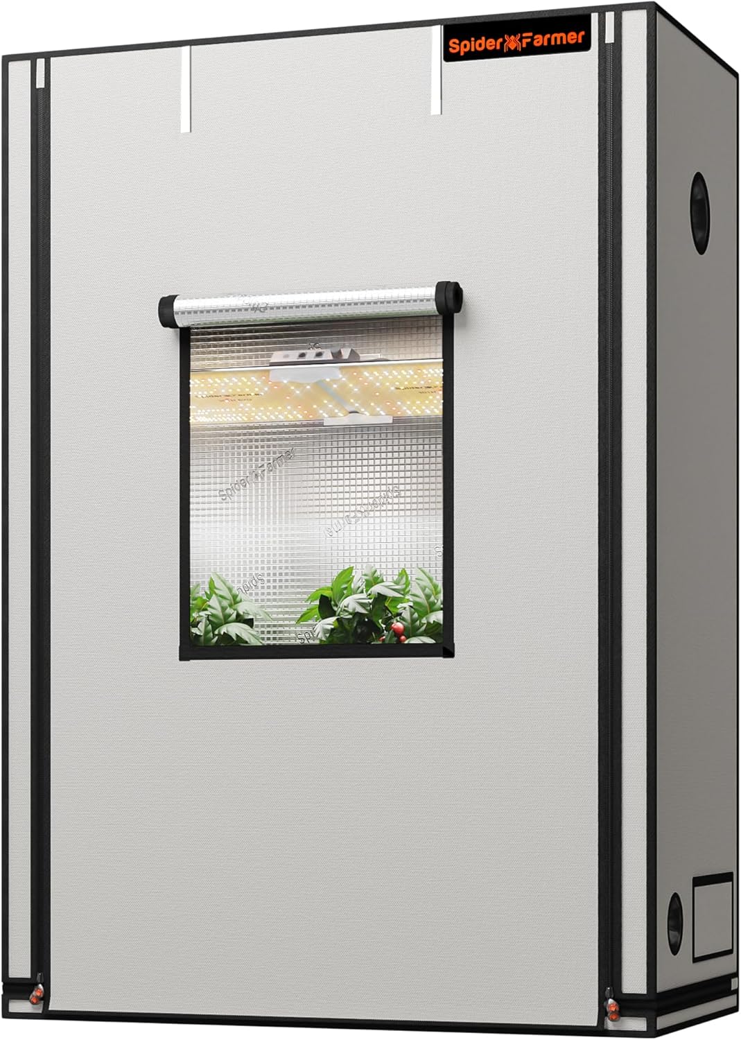 Spider Farmer Pro Series 4.6x2.3x6.6 Grow Tent, 55"x28"x80" with Roll-up Door, Observation Window Floor Tray, 2000D Thicken Mylar Canvas, 4x2 for Hydroponic Indoor Growing for SF2000, SE4500, G4500