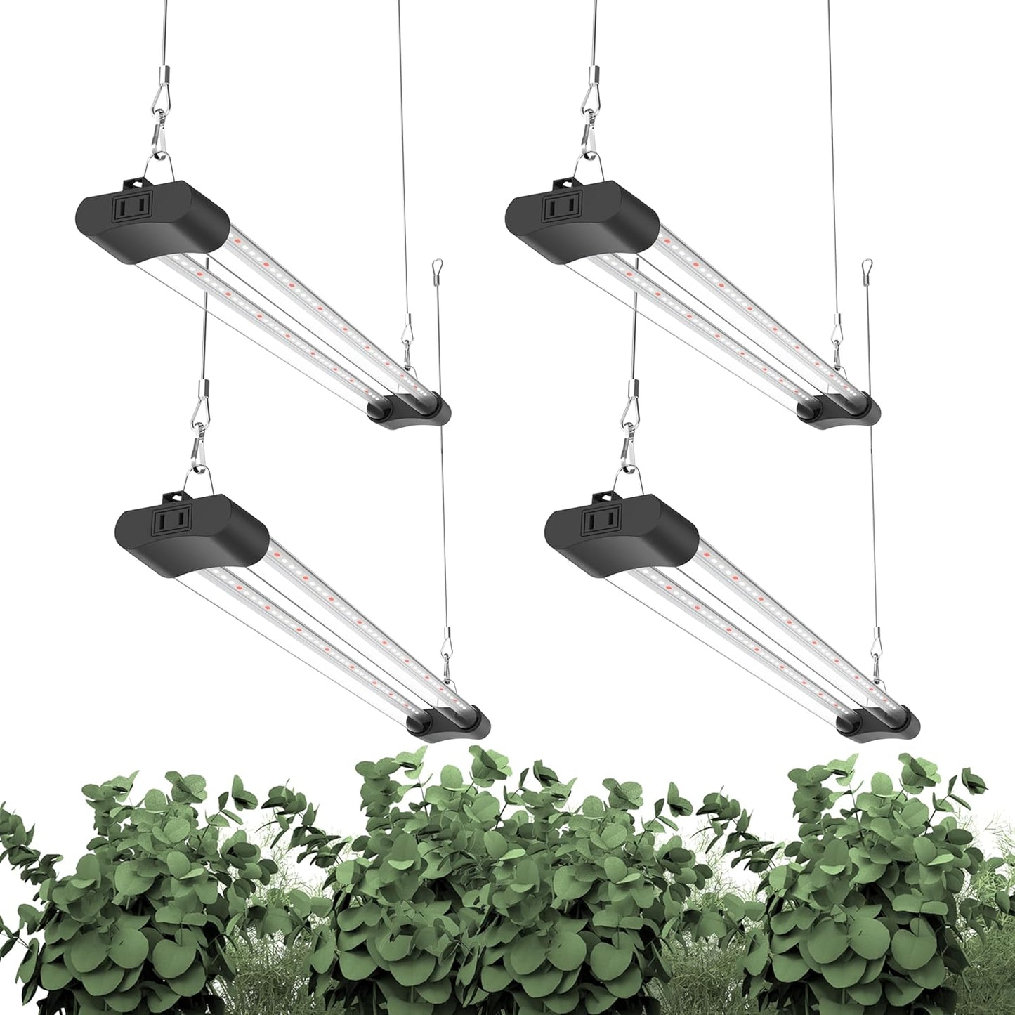LED Grow Light Full Spectrum Light Linkable 5000K Daylight + 660nm Red Indoor Plant Lighting Fixture (4-Pack 2 FT)