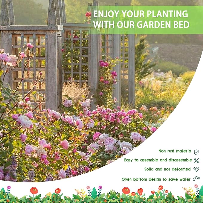 EKX 2pcs 8x2x1FT Galvanized Raised Garden Bed, Raised Garden Bed Kit-Metal Planter Box Outdoor,Planting for Vegetables, Fruits,Herbs, Flowers-Slive