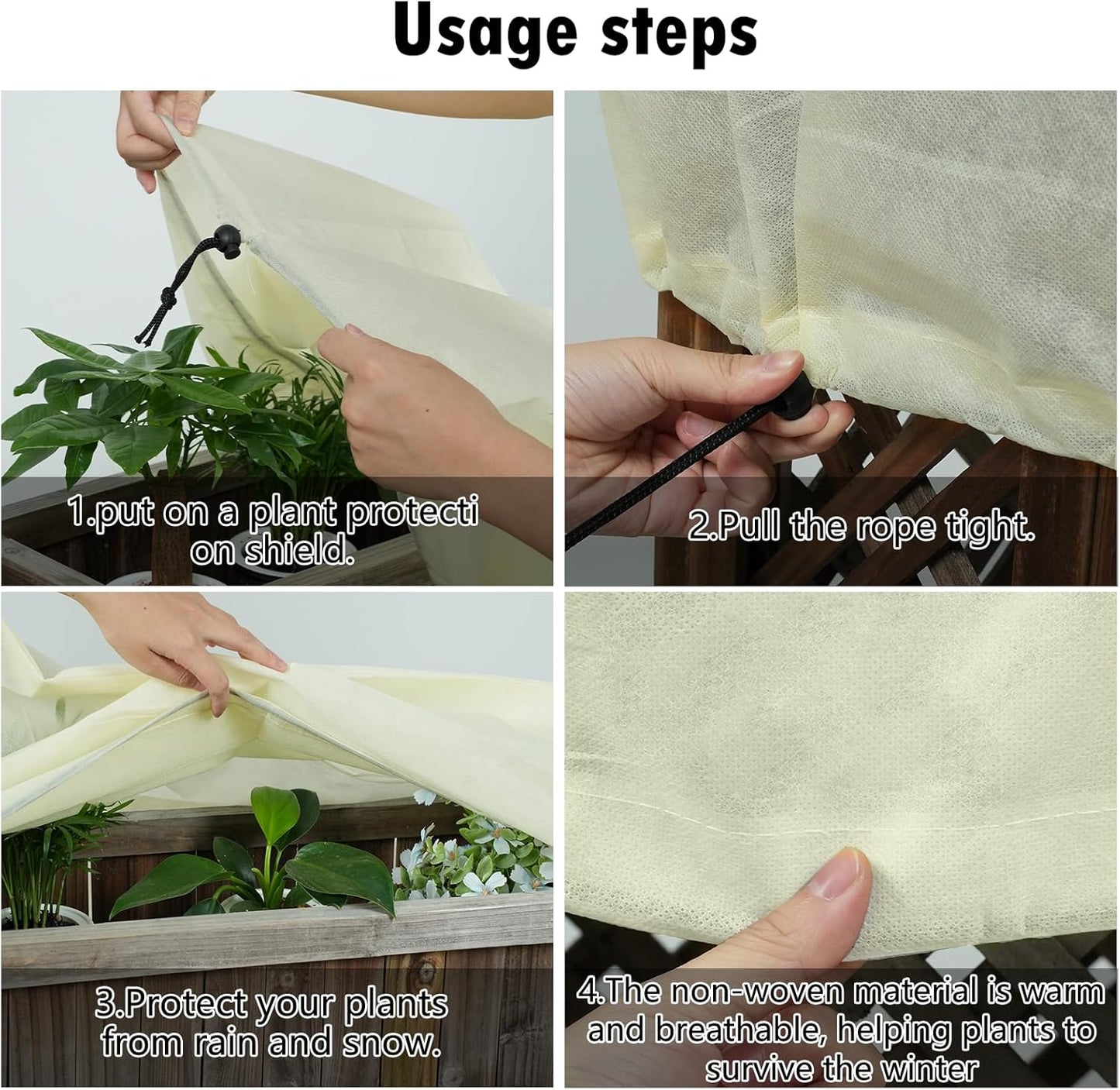 Rectangular Plant Protector, Winter Outdoor Garden Plant Frost Protection Blanket Bag, 2 Pieces, 51 x 27.5 x 17.7 inches