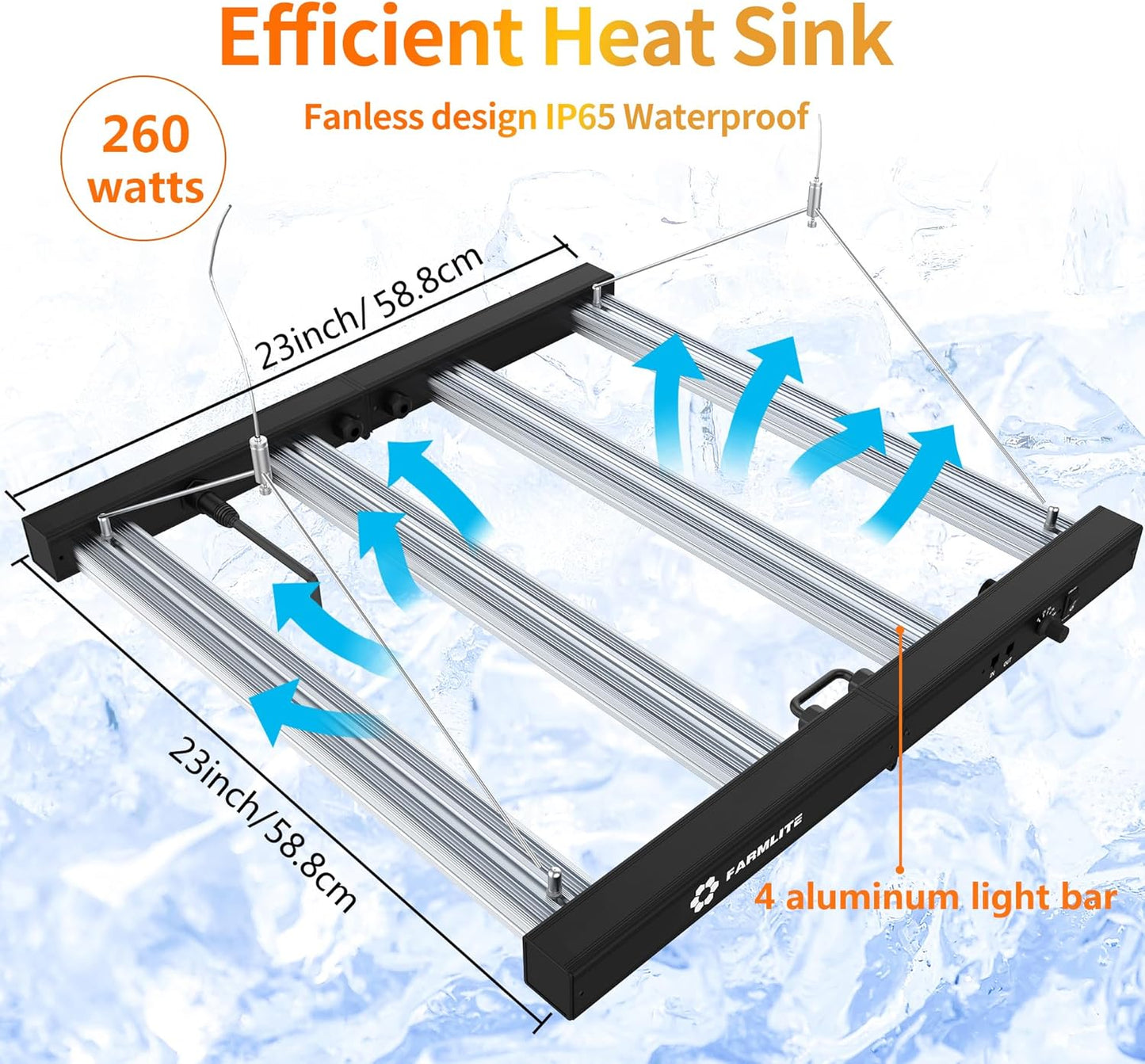 FARMLITE Grow Light LED Grow Lights for Indoor Plants Full Spectrum Growing Light Plant Hanging Growing Lamps Seedling Daisy Chain Dimmable Board 4x4ft Coverage (260watts)