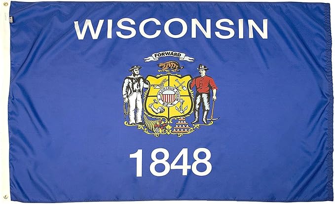 FlagSource Wisconsin Nylon State Flag, Made in the USA, 5x8'
