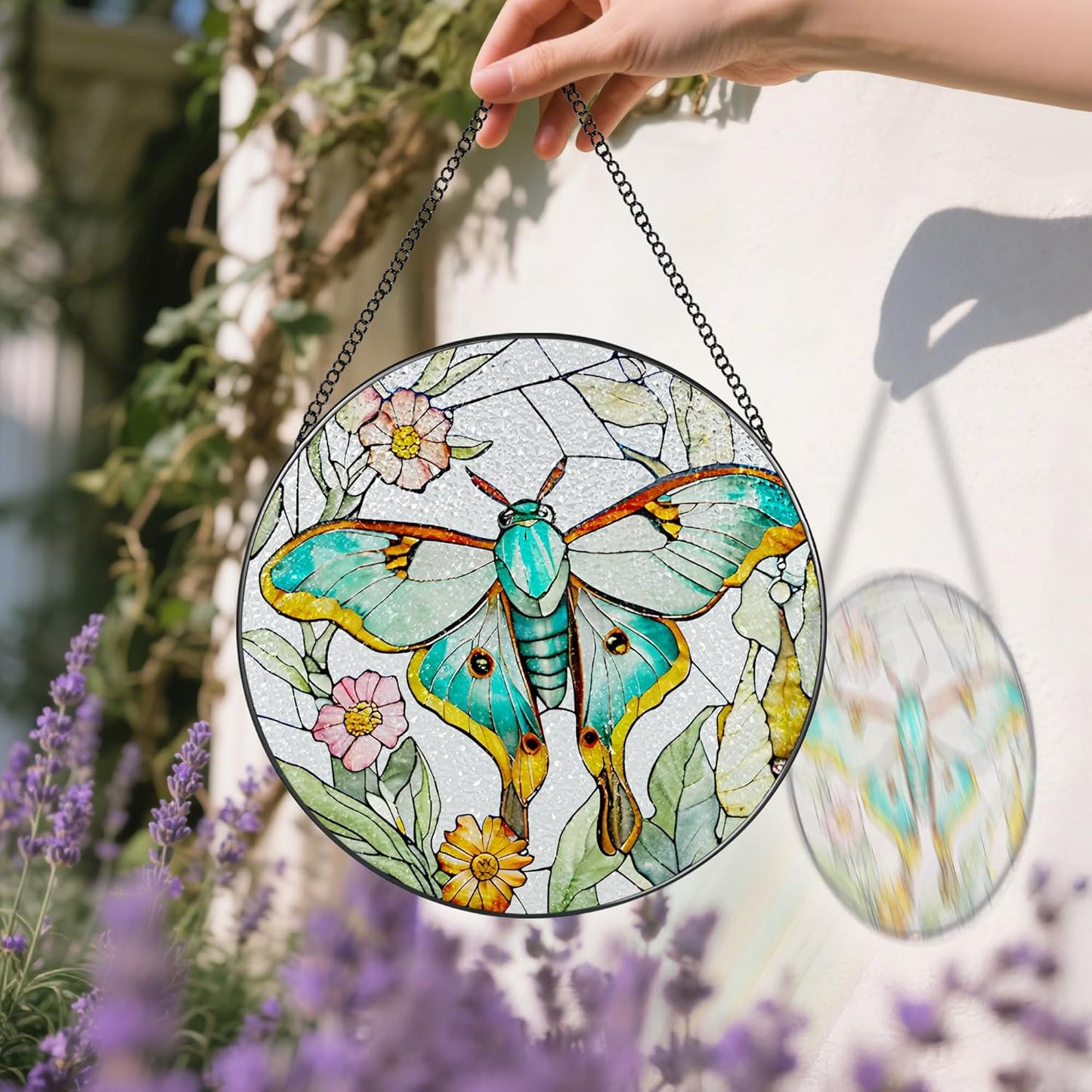 Stained Glass Window Hanging, 8 Inch Sun Catchers Indoor Window, Butterfly Suncatchers for Windows Doors Home Decor and Christmas, Festival, Mother's Day, Birthday, Gifts for Women, Butterfly Lovers