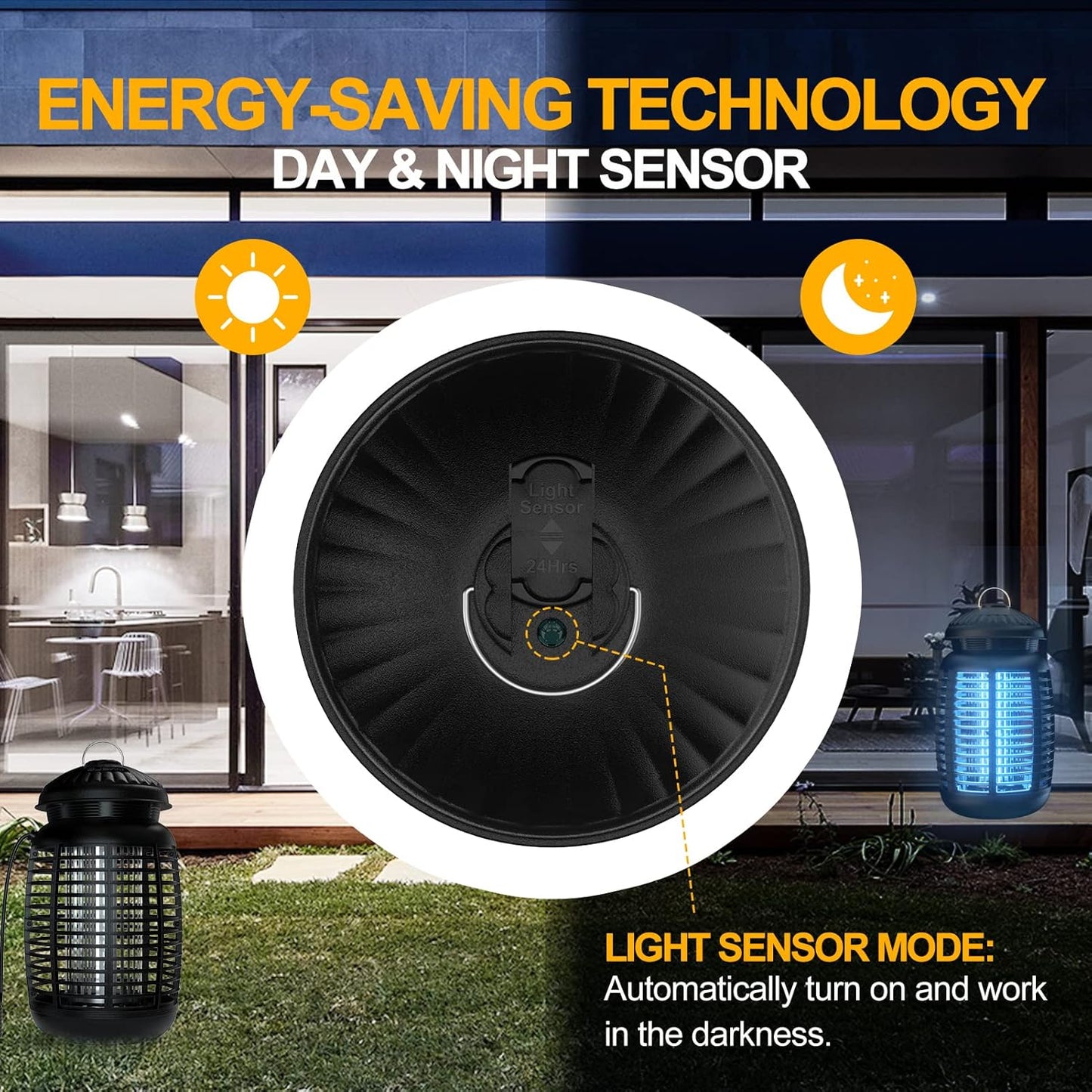 Bug Zapper with Light Sensor, Mosquito Zapper Outdoor 4200V Electric Insect Killer, Waterproof Mosquito Killer, Fly Zapper, Fly Trap for Home Backyard Garden Patio, Mosquito Repellent Outdoor