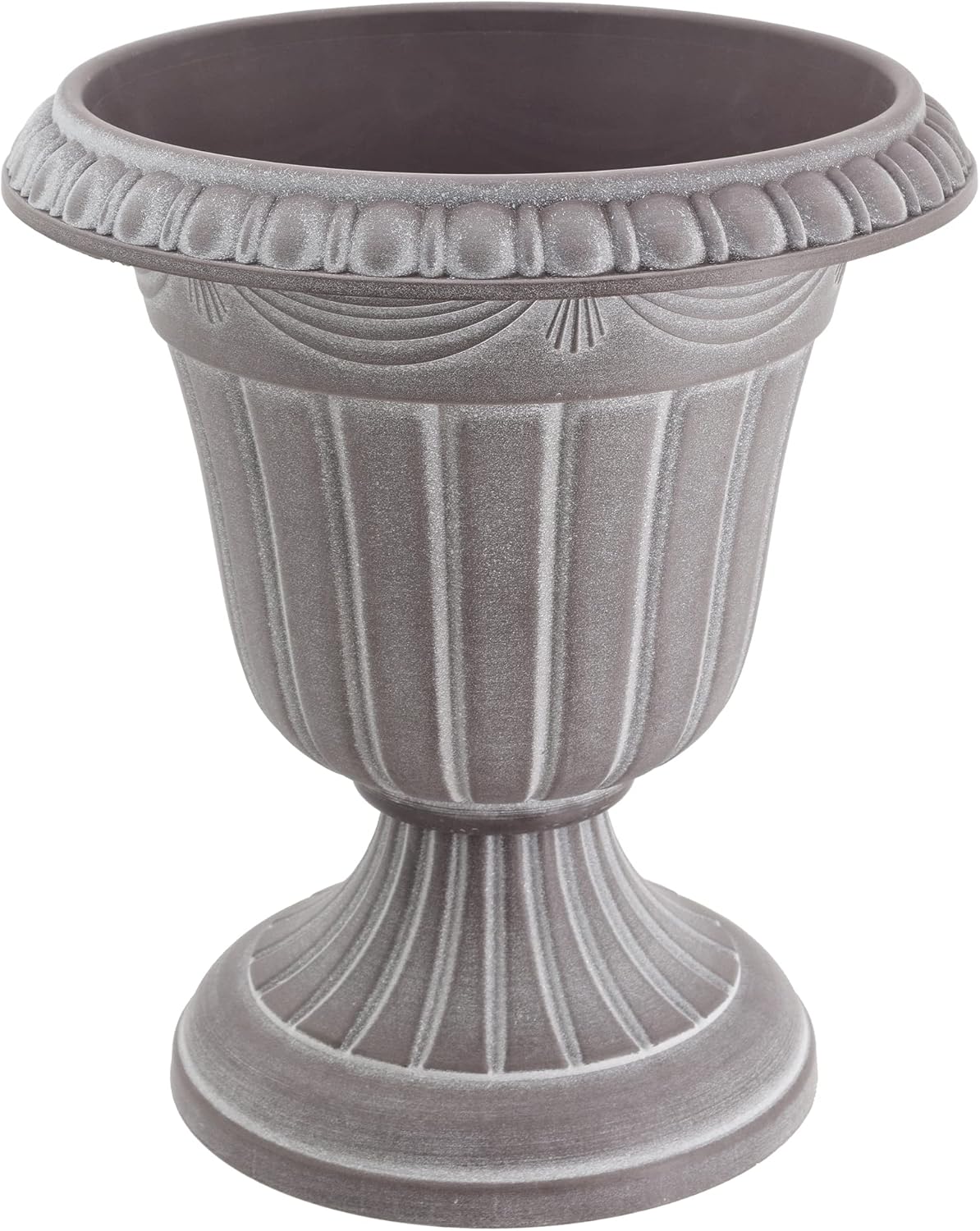 PL00CW Classic Traditional Plastic Urn Planter Indoor/Outdoor, 16" x 18", White Wash