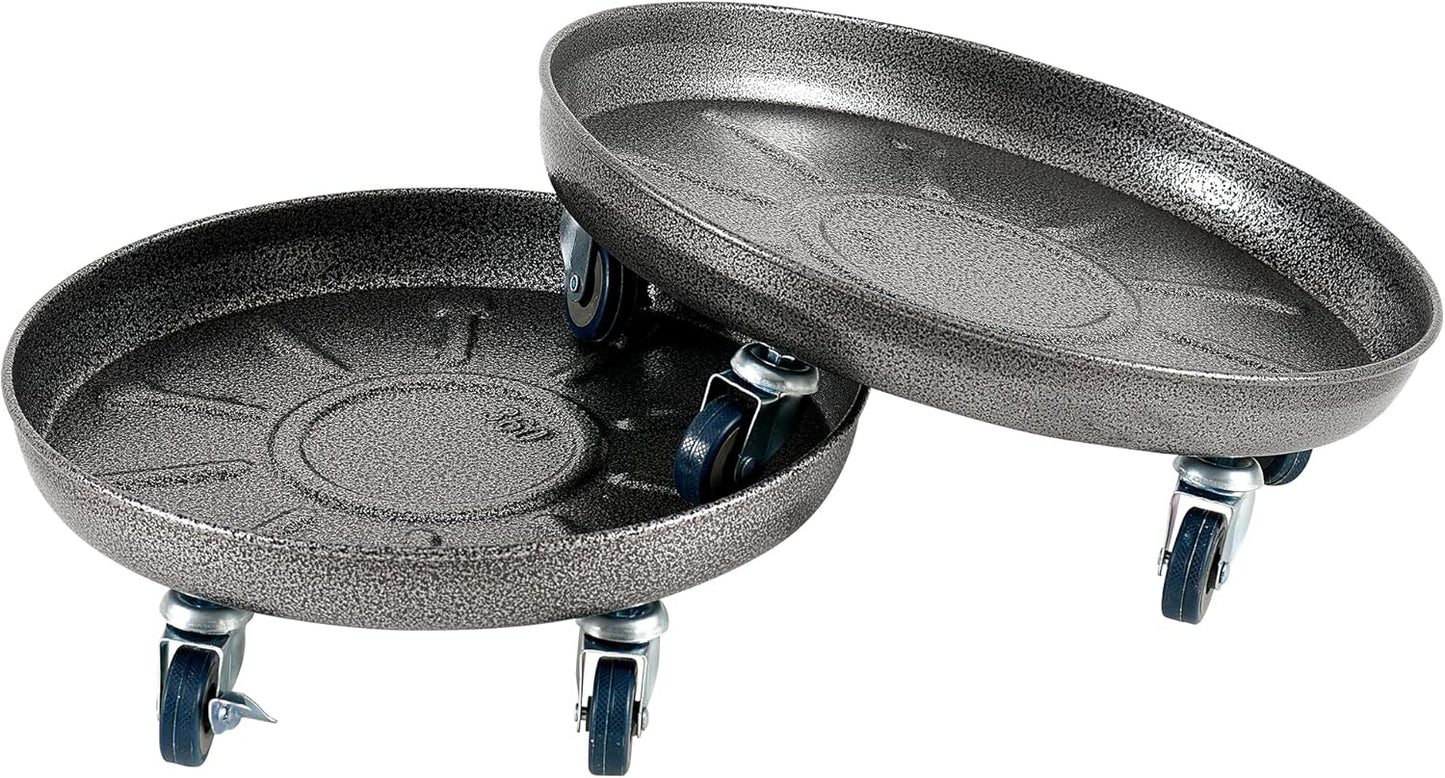 Choclaif Plant Caddy with Wheels,3 Pack Silver Heavy Duty Plant Stand with Universal Wheels,Round Pot Trolley for Indoor Outdoor 12inch