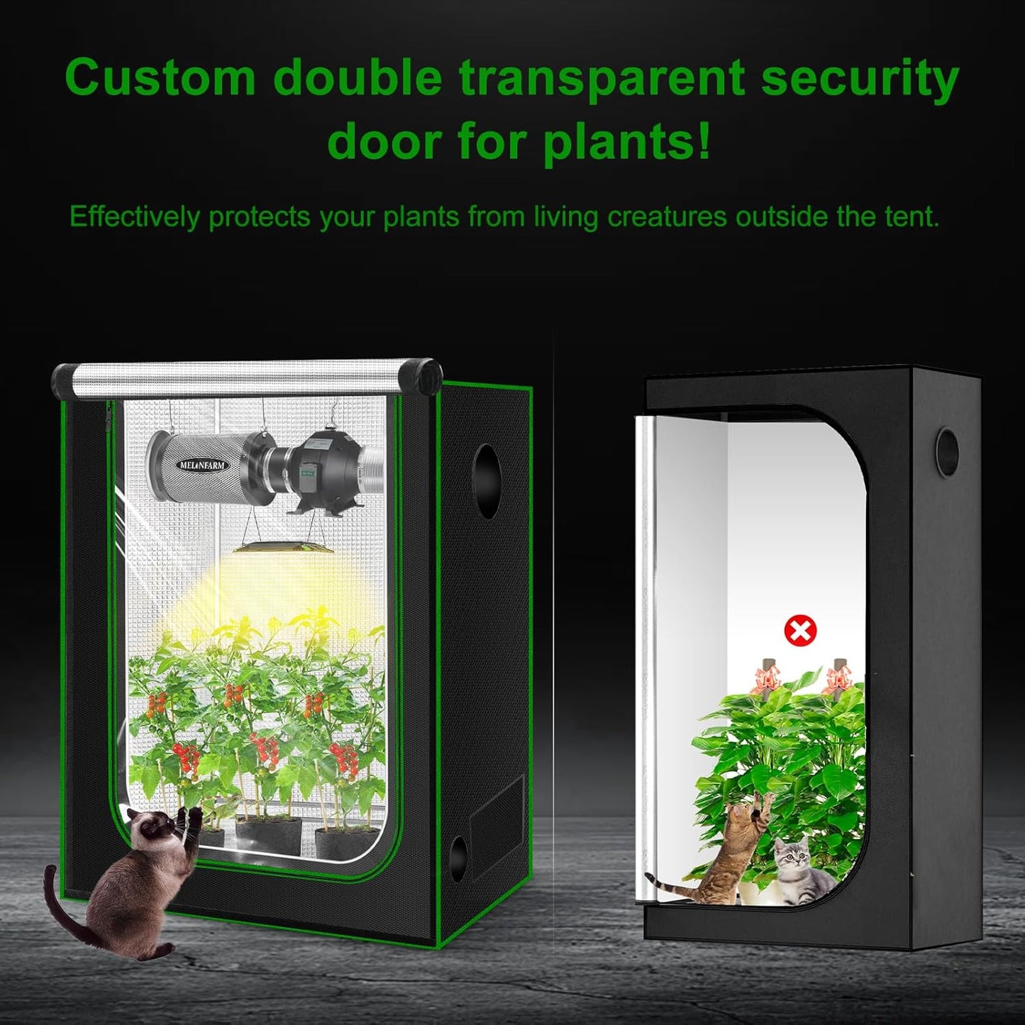 MELONFARM 4x2 Grow Tent, 48"x24"x60" Double Transparent Viewing Door Indoor Grow Tent, Growing Tent with High Reflective Mylar & Floor Tray, Plant Tent for Indoor Hydroponics Growing