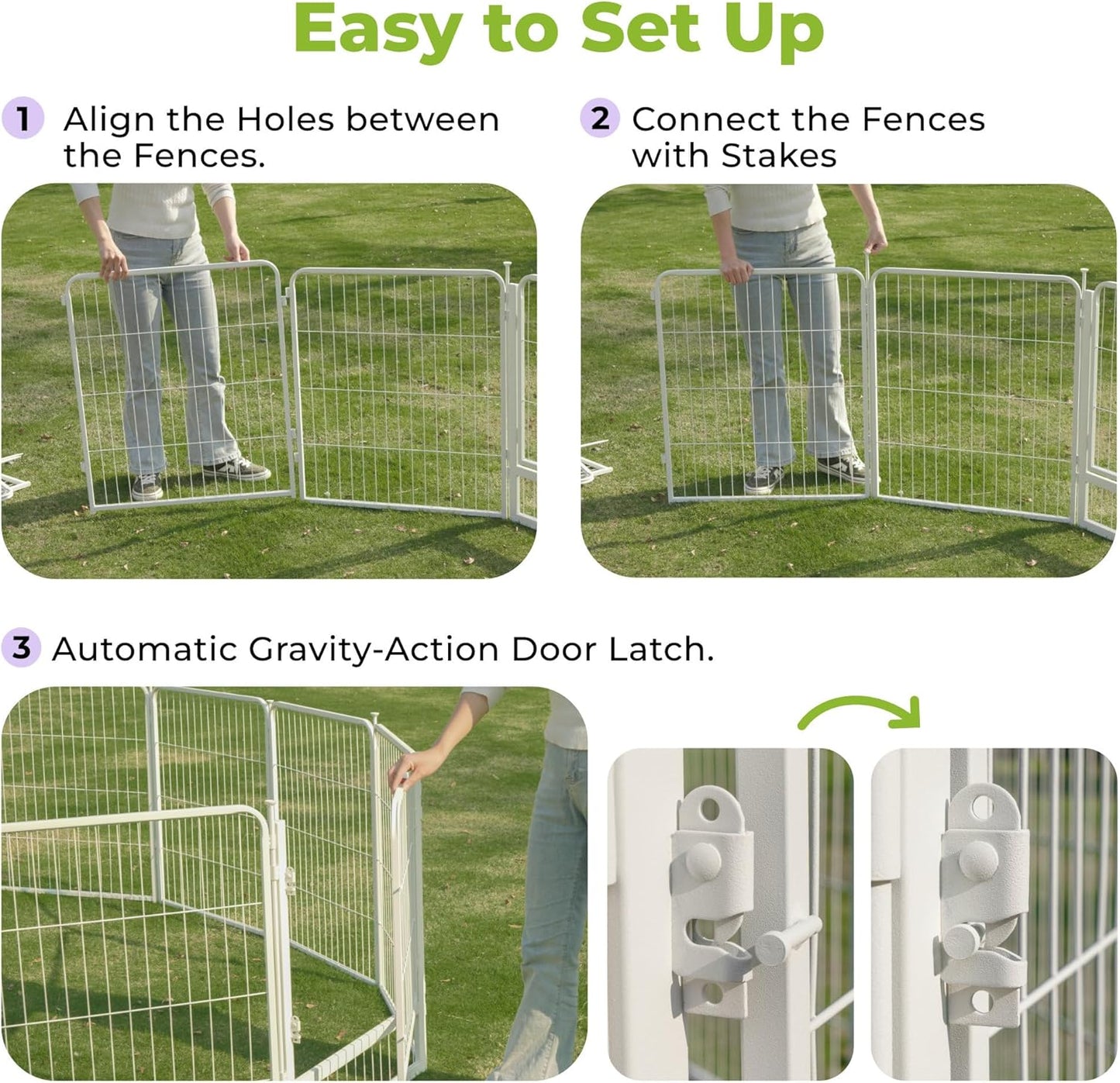 Doorless Garden Fence 40 in(H) x 4.5 ft(L) 2 Panels, Heavy Duty Metal Animal Barrier Fence, No Dig Fence for Dogs, Rabbit Fence for Garden, White
