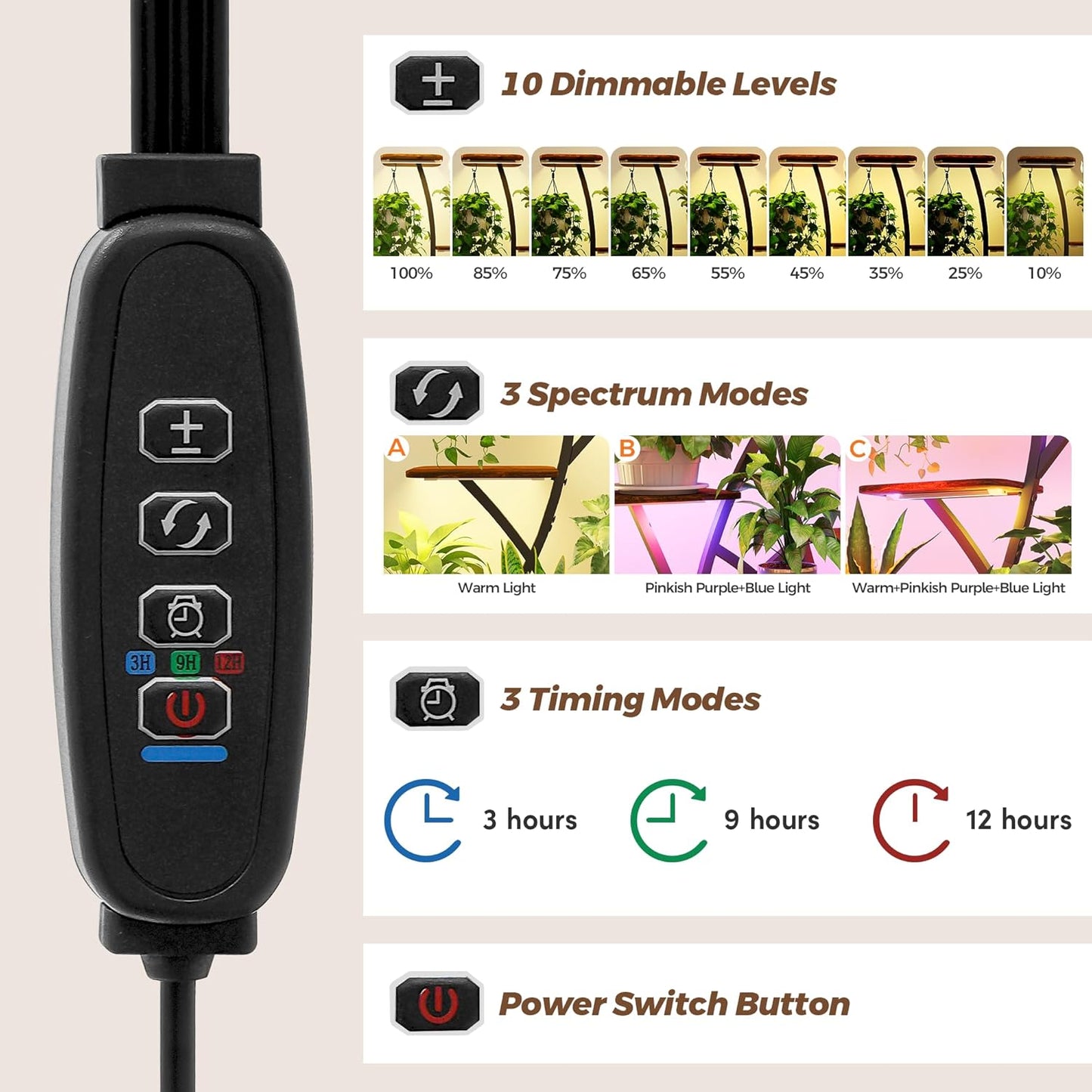 Plant Stand Indoor with Grow Lights 2 Pack Corner Plant Stands 8 Tiered 64" Tall Plant Shelf for Indoor Growing Multiple Metal Flower Holder Home Decor Plant Rack for Living Room Patio Balcony