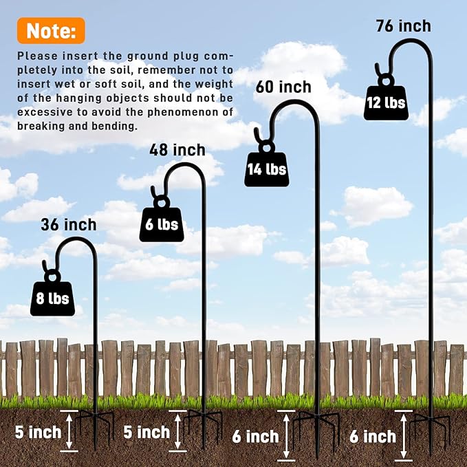 Shepherd Hooks Outdoor 36 Inches for Lanterns Heavy Duty Shepherd Stand Plant Hanger Yard Hooks for Solar Lights,Bird Feeder,Wedding,Mason Jar,Planter Pot