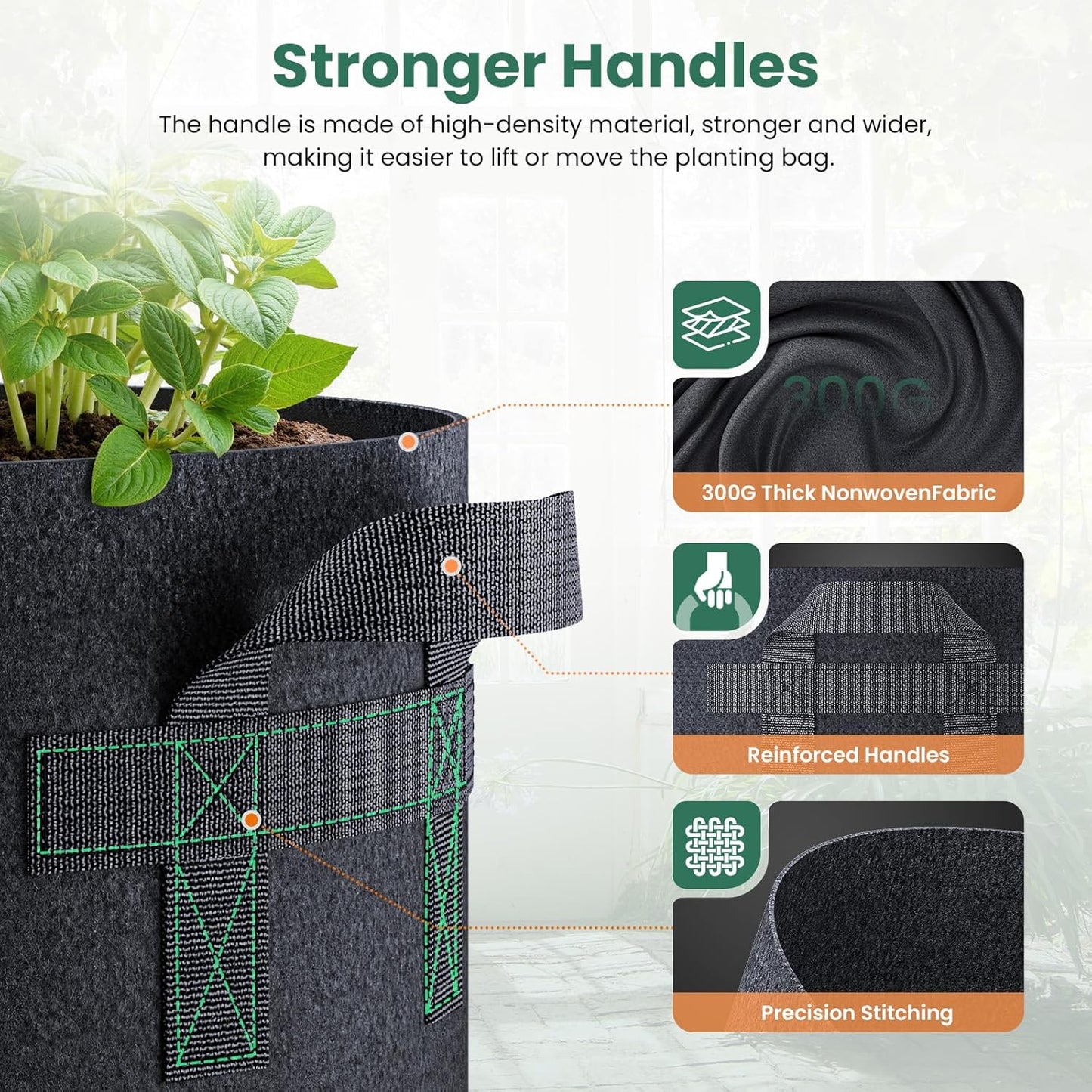 10 Pack 30 Gallon Grow Bags, Thickened Nonwoven Fabric Planter Pots with Handles, Heavy Duty 300G Garden Pots for Tomato, Potato and Vegetable