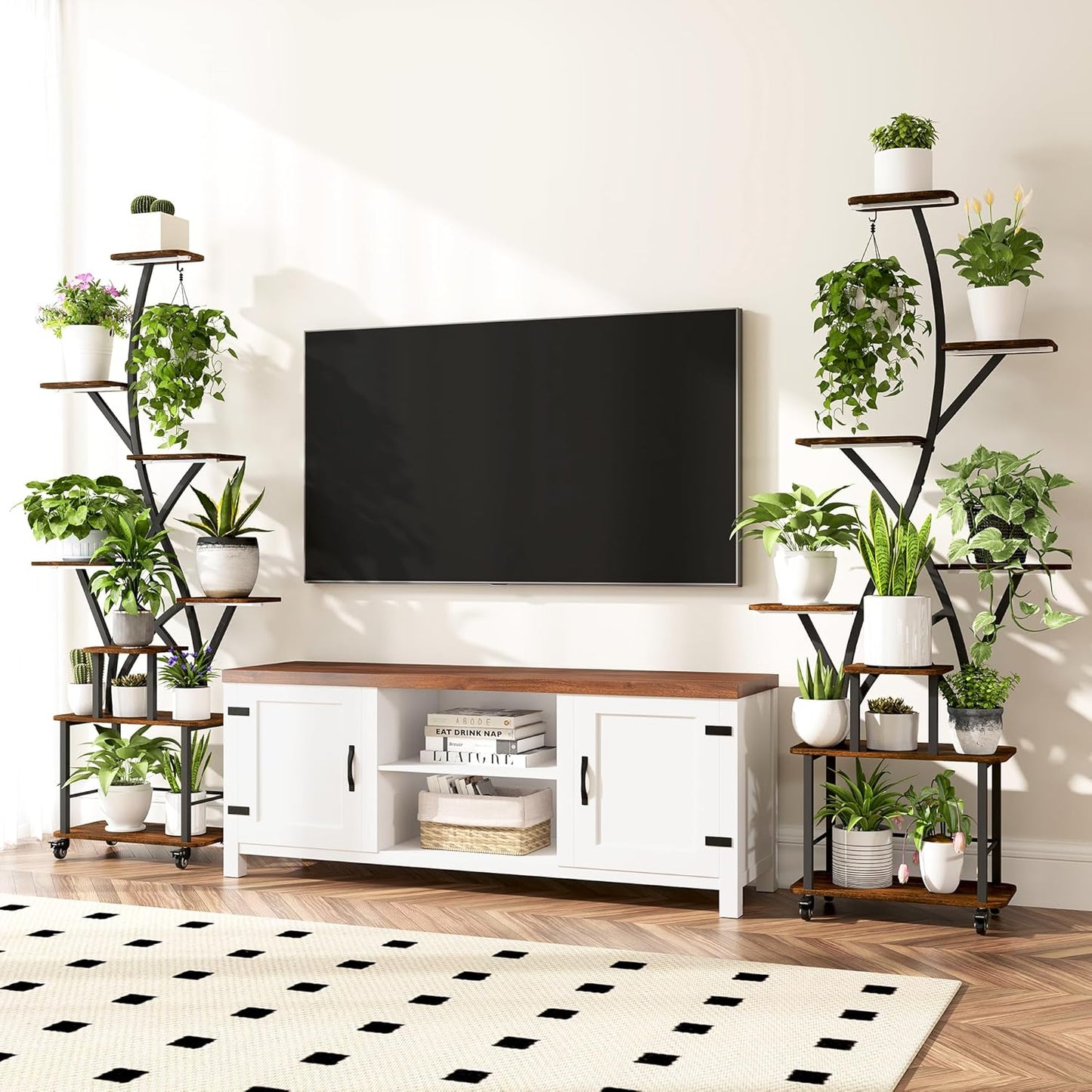 Plant Stand Indoor with Grow Lights 2 Pack Plant Stands Indoor 8 Tiered 64" Tall Plant Shelf for Indoor Growing Multiple Corner Metal Flower Holder Home Decor Display Shelves for Living Room Patio