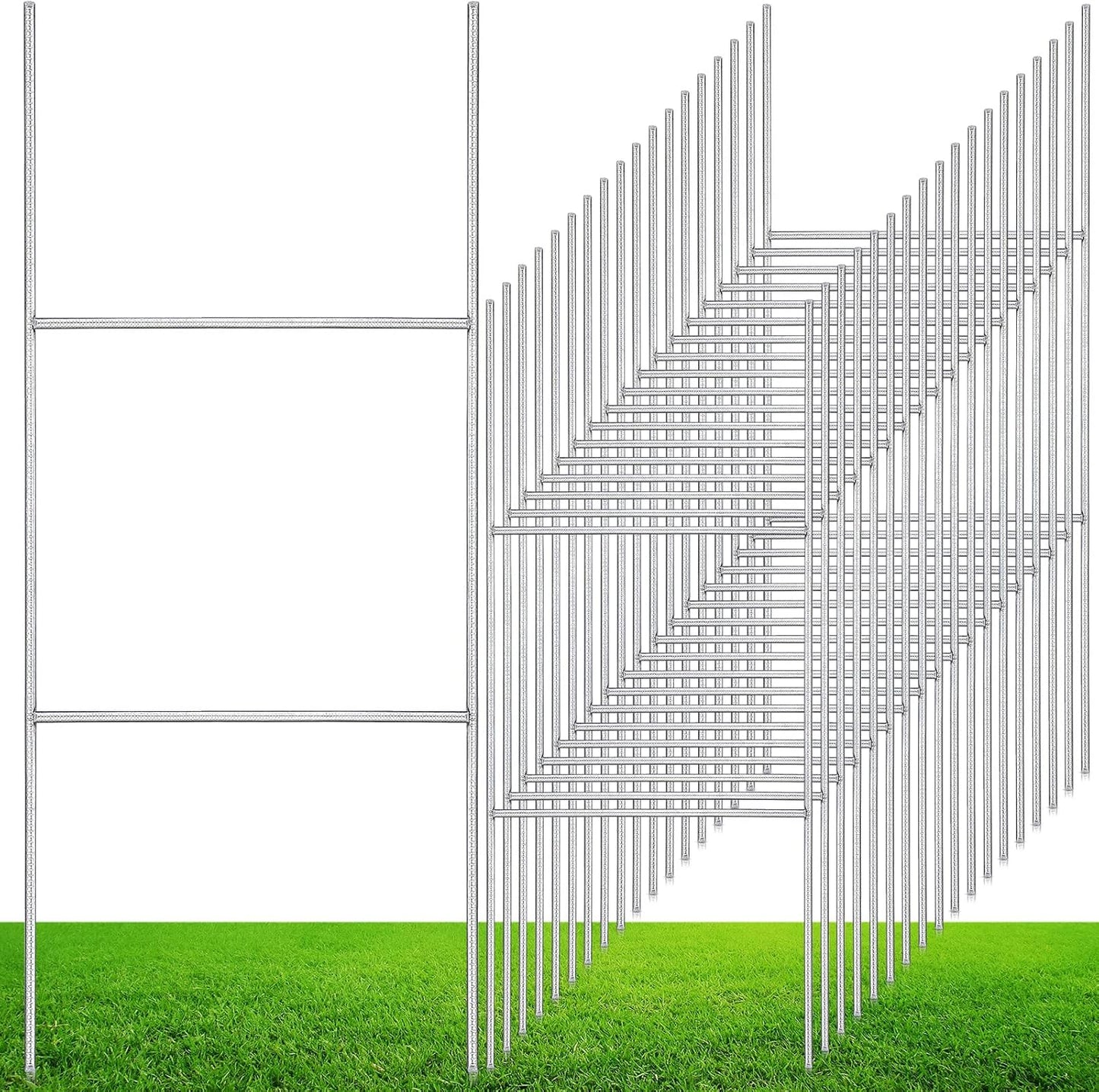 30 Pcs H Stakes for Yard Signs 16.5'' x 7'' Heavy Duty Metal H Frame Wire Stakes Weatherproof Metal Holder for 4mm 5mm Corrugated Signs Guidepost Yard Halloween Decoration