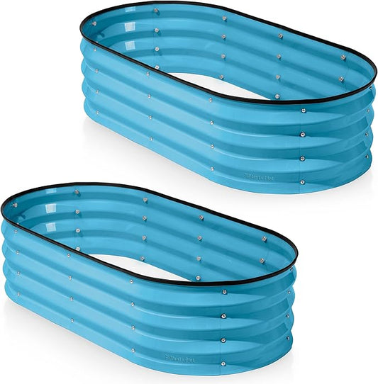 Galvanized Raised Garden Beds Outdoor // 4×2×1 ft (2-Pack) Planter Raised Beds for Gardening, Vegetables, Flowers (Teal) // Large Metal Garden Box