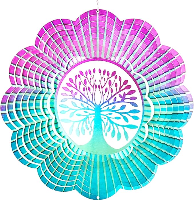 Decoroca Hanging Wind Spinner - Tree of Life 12in Wind Spinner Outdoor, Stainless Steel Wind Spinners Yard Garden Decor Indoor, Kinetic 3D Metal Crafts Ornaments Decoration