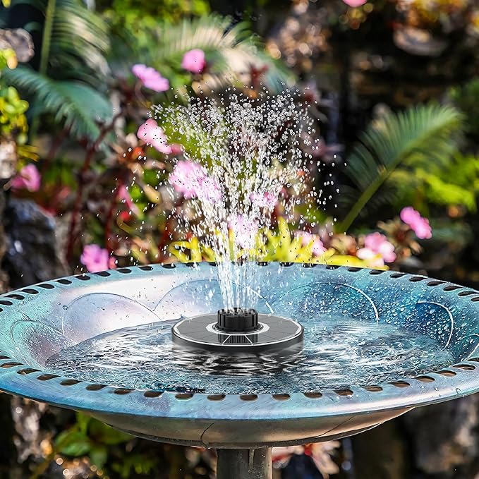 Solar Fountain Pump, Upgrade 1.8W Solar Fountain for Bird Bath with 6 Spray Patterns, Floating Solar Powered Water Fountain Pump for Bird Bath, Garden, Pond, Pool, Outdoor