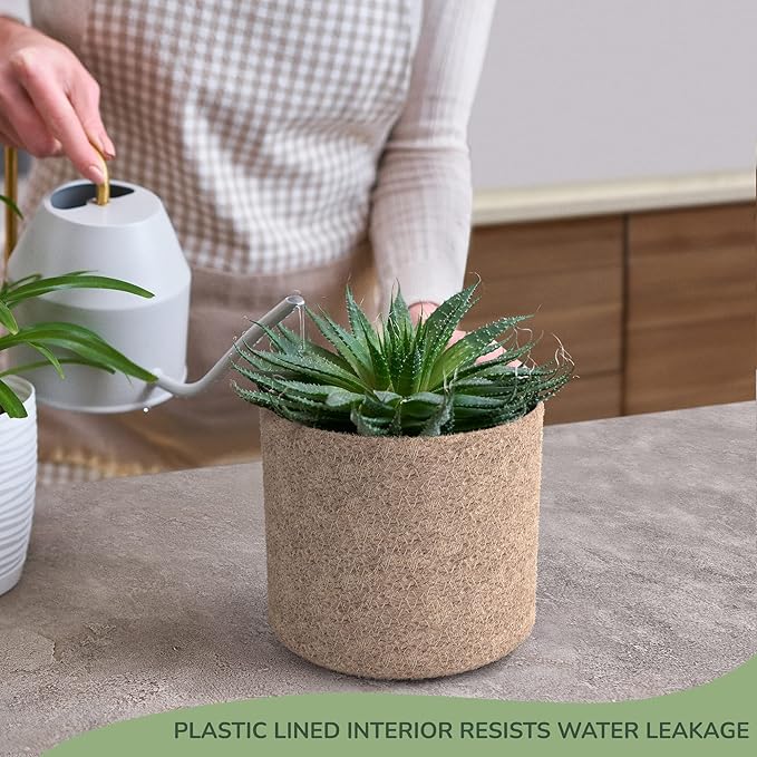 Jute Planter Basket-Woven Jute Rope Covers for Decorating Indoor/Outdoor Succulents, Small Plant Pots-Set of 3-Multi-Purpose Storage Bins 4.5 Inches -Modern Style Decor -Natural Jute