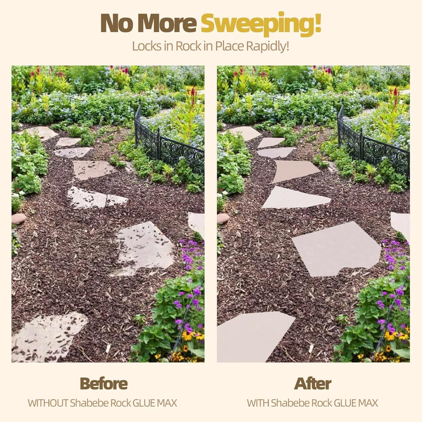 Rock Glue, 1Gallon Mulch Glue for Landscaping with Sprayer, Fast-Dry Strong Pea Gravel Stabilizer Landscape, Non-Toxic Long-Lasting Dries-Clear Strong Pea Gravel Binder for Pebble Pine Outdoor Garden