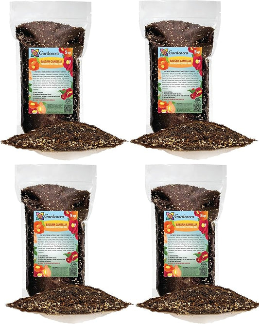 Premium Balsam Camellia Potting Soil Mix - Perfect Balance of Nutrients, Drainage, and Aeration for Thriving Blooms - 20 Quart