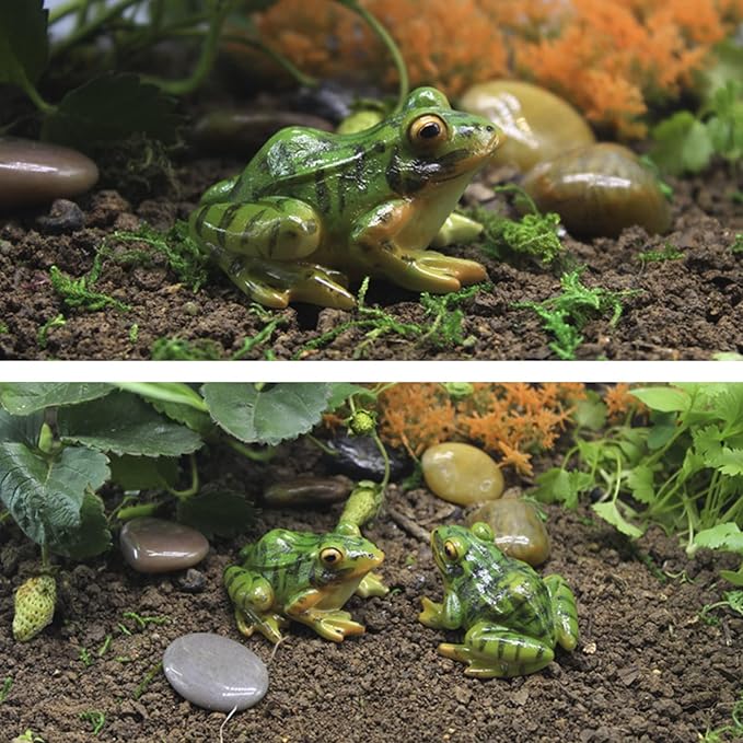 Miniature Frog Figurine, Fish Tank Decoration for Miniature Fairy Garden and Terrarium Statue(4 pcs)